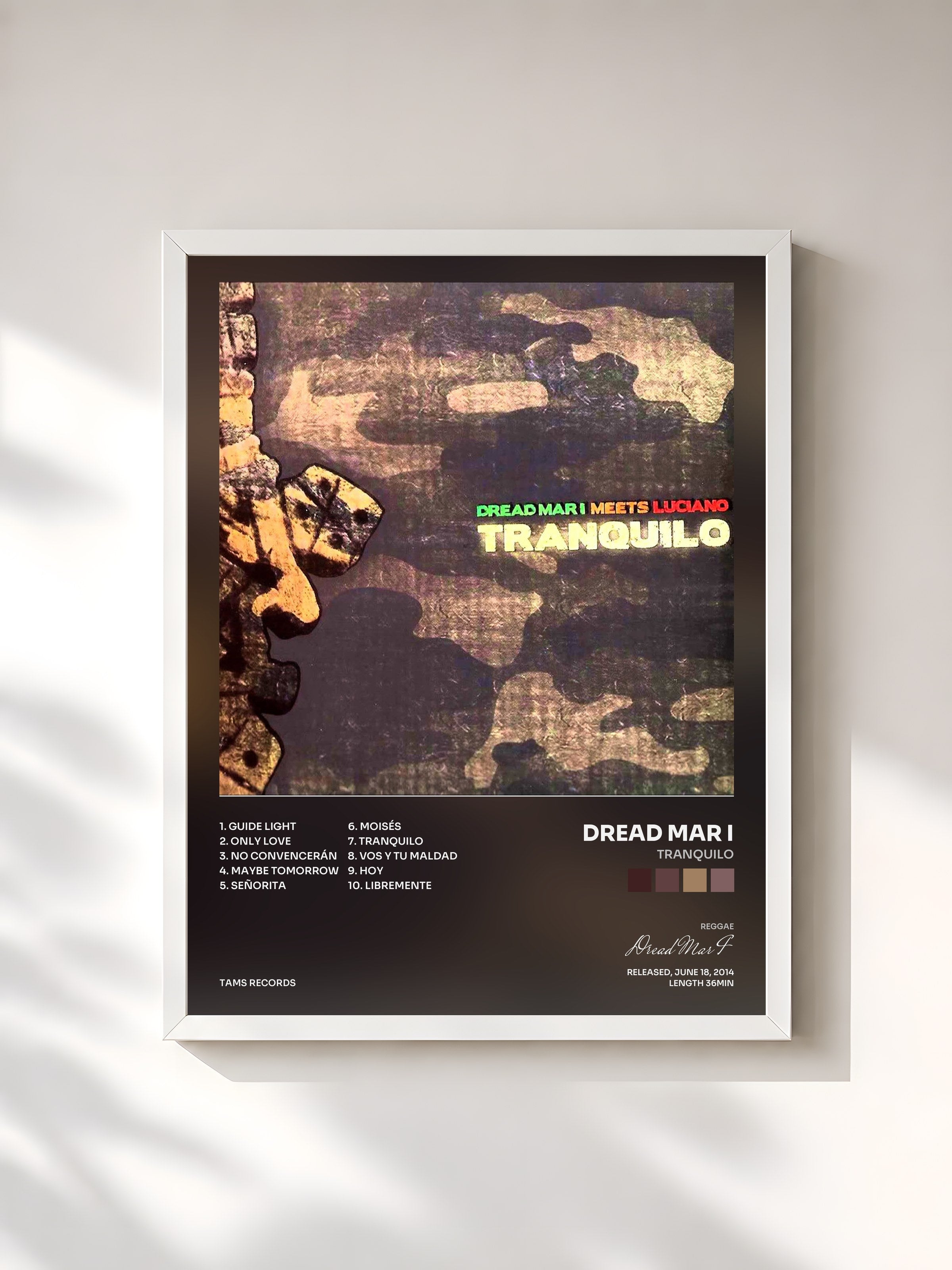 #blanc Tableau de l'album Tranquilo de Dread Mar I, cadre blanc, imprimé et encadré en France