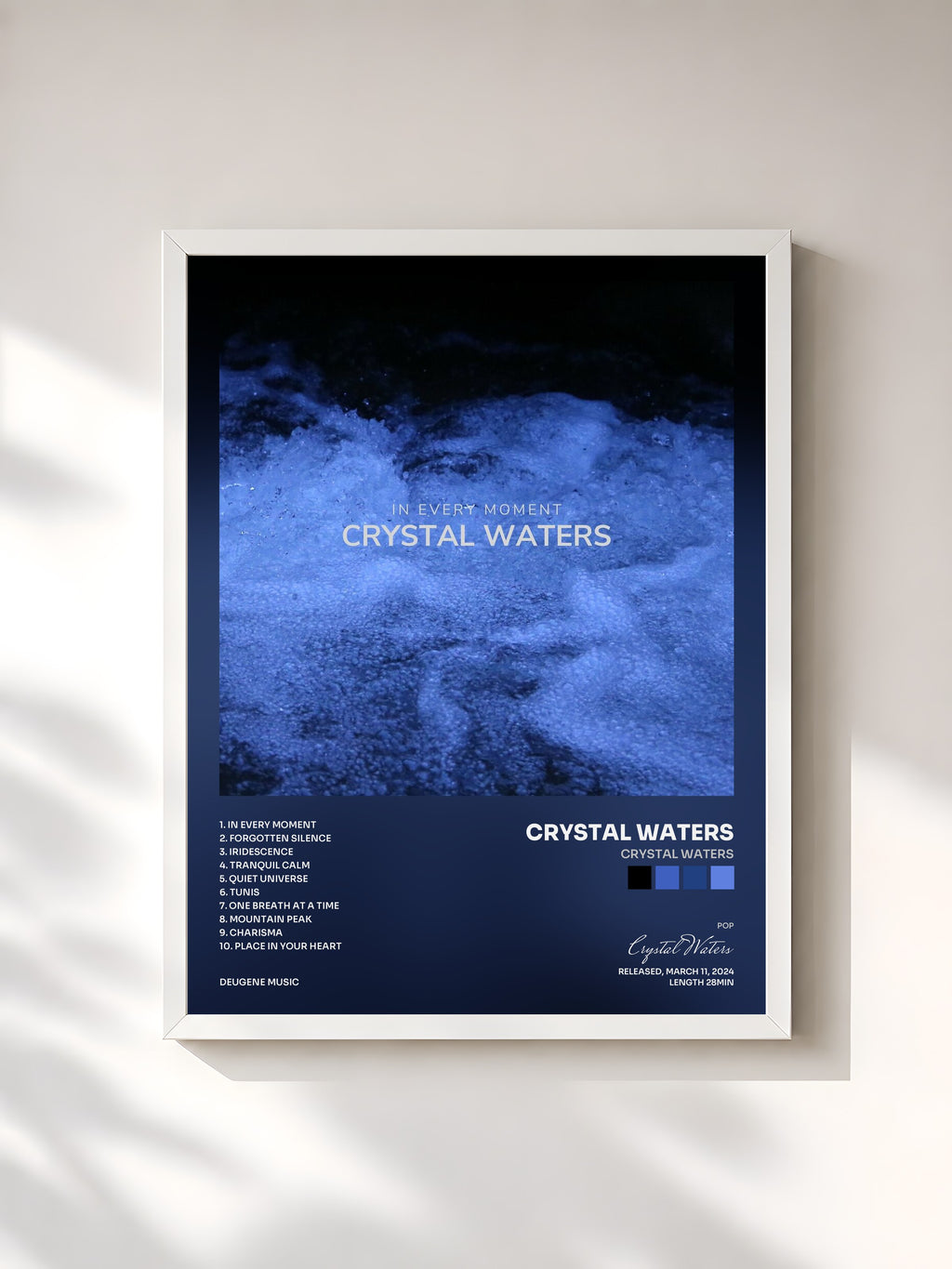 #blanc Tableau de l'album Crystal Waters de Crystal Waters, cadre blanc, imprimé et encadré en France