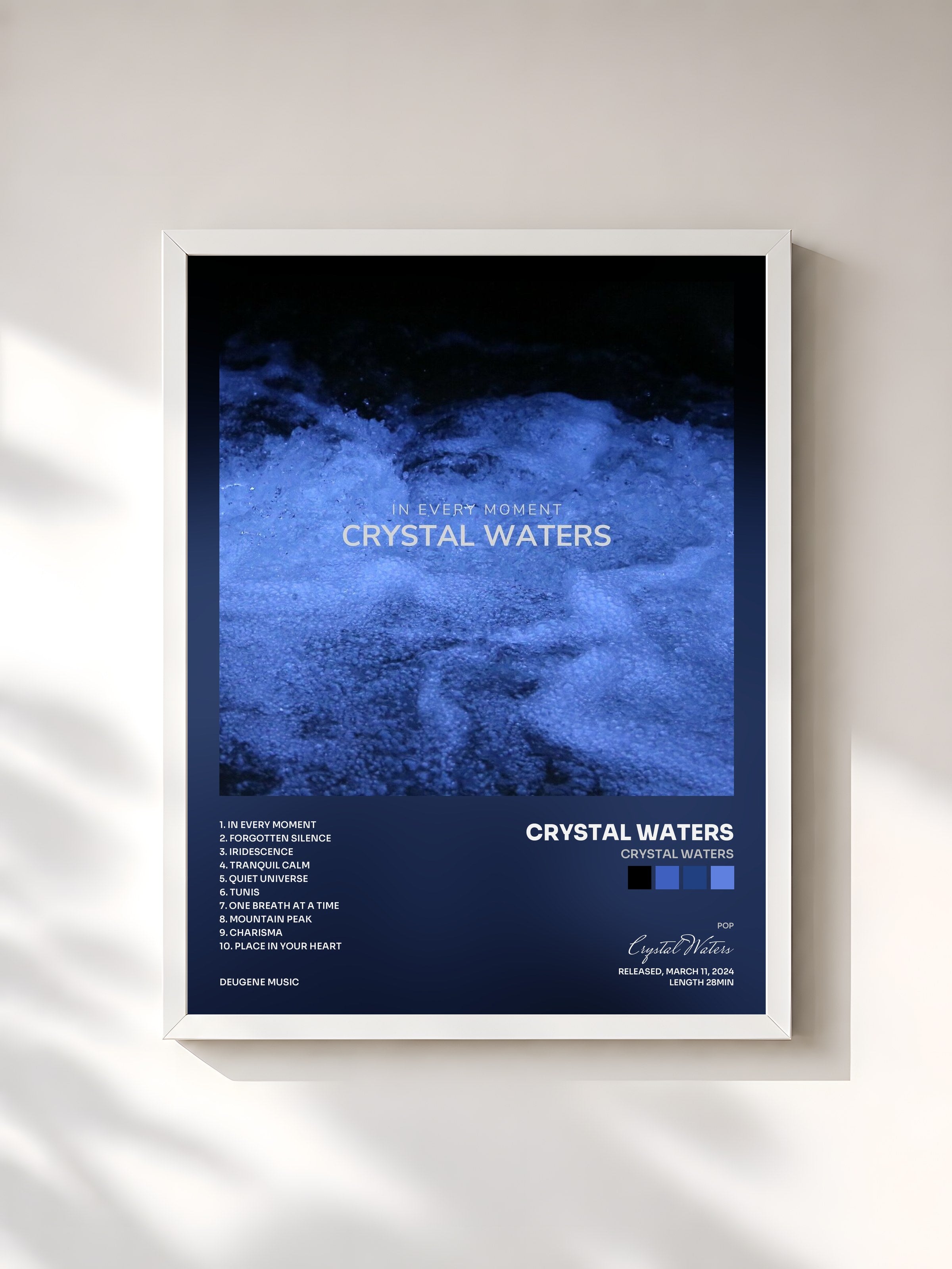 #blanc Tableau de l'album Crystal Waters de Crystal Waters, cadre blanc, imprimé et encadré en France