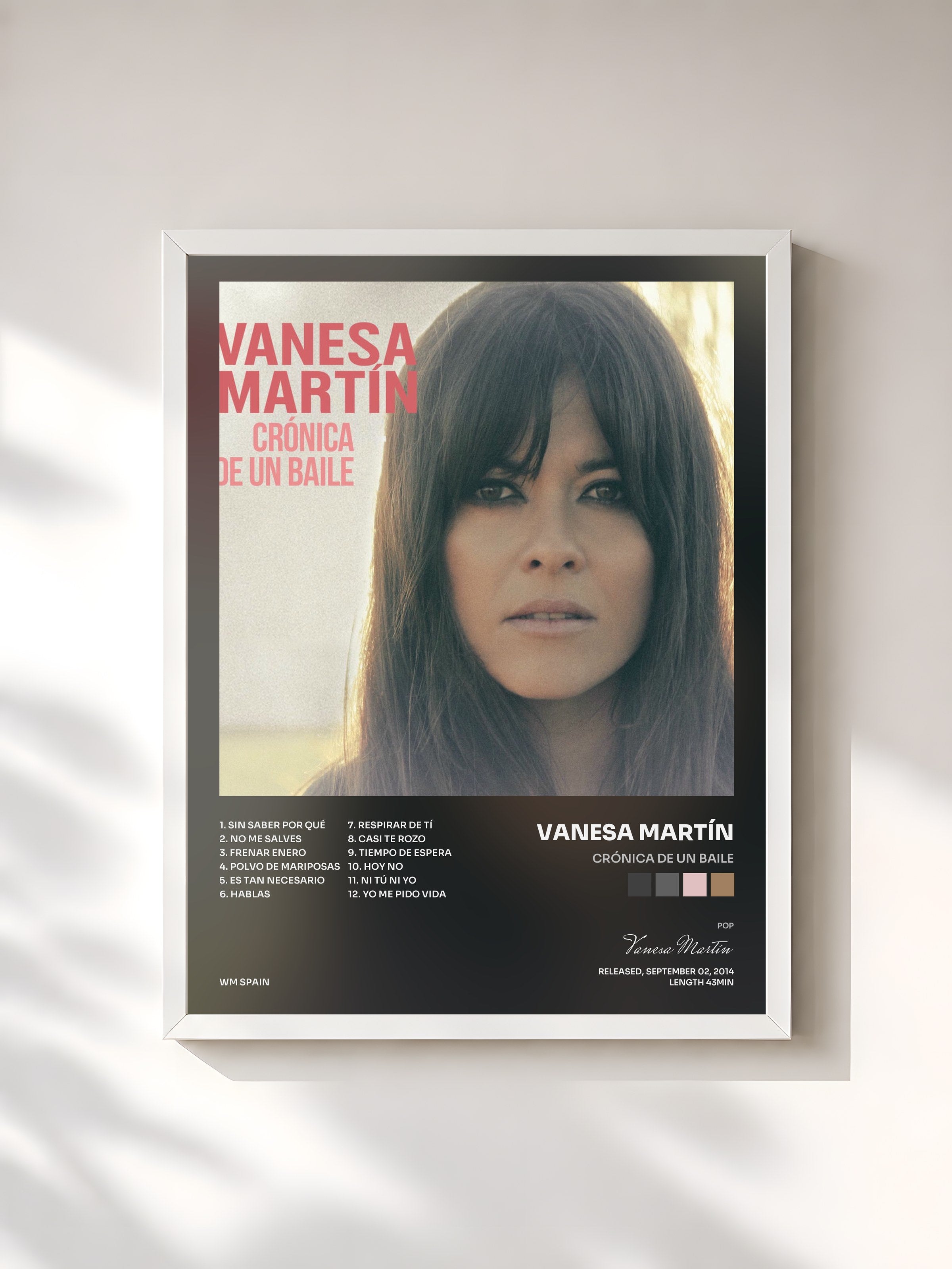 #blanc Tableau de l'album Crónica de un baile de Vanesa Martín, cadre blanc, imprimé et encadré en France