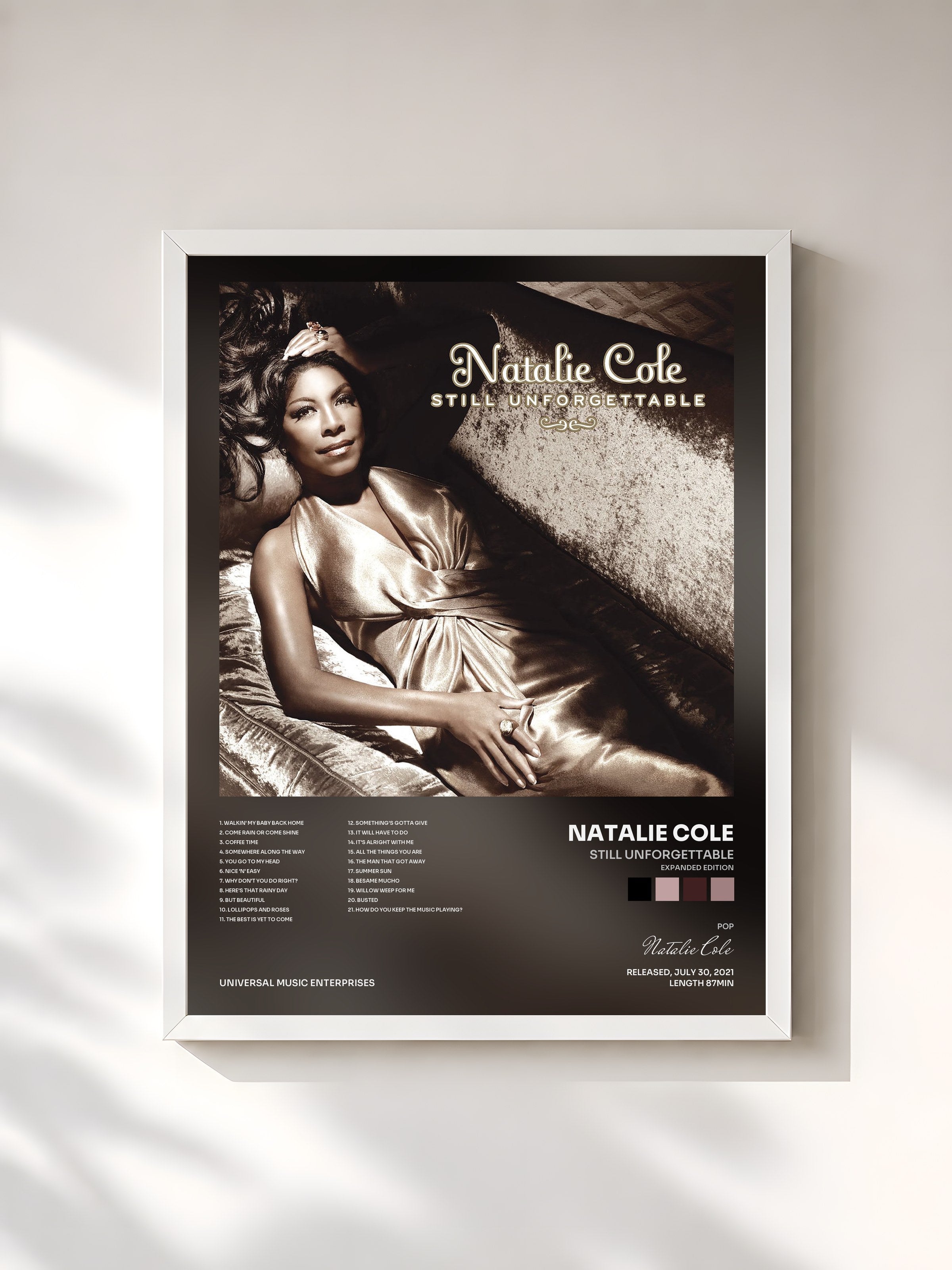 #blanc Tableau de l'album Still Unforgettable (Expanded Edition) de Natalie Cole, cadre blanc, imprimé et encadré en France