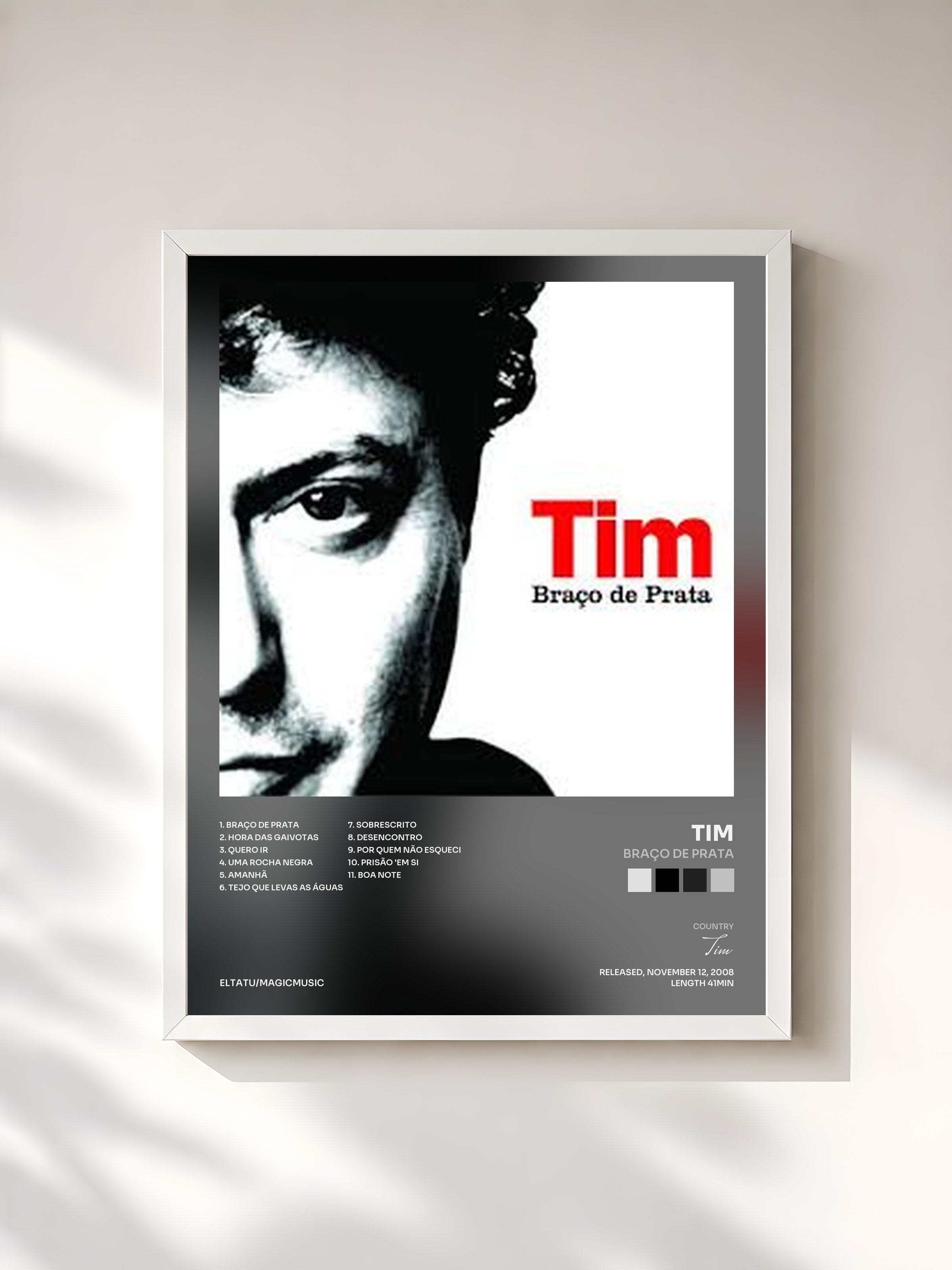 #blanc Tableau de l'album Braço De Prata de Tim, cadre blanc, imprimé et encadré en France