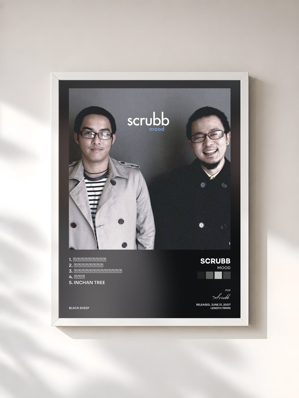 #blanc Tableau de l'album Mood de Scrubb, cadre blanc, imprimé et encadré en France