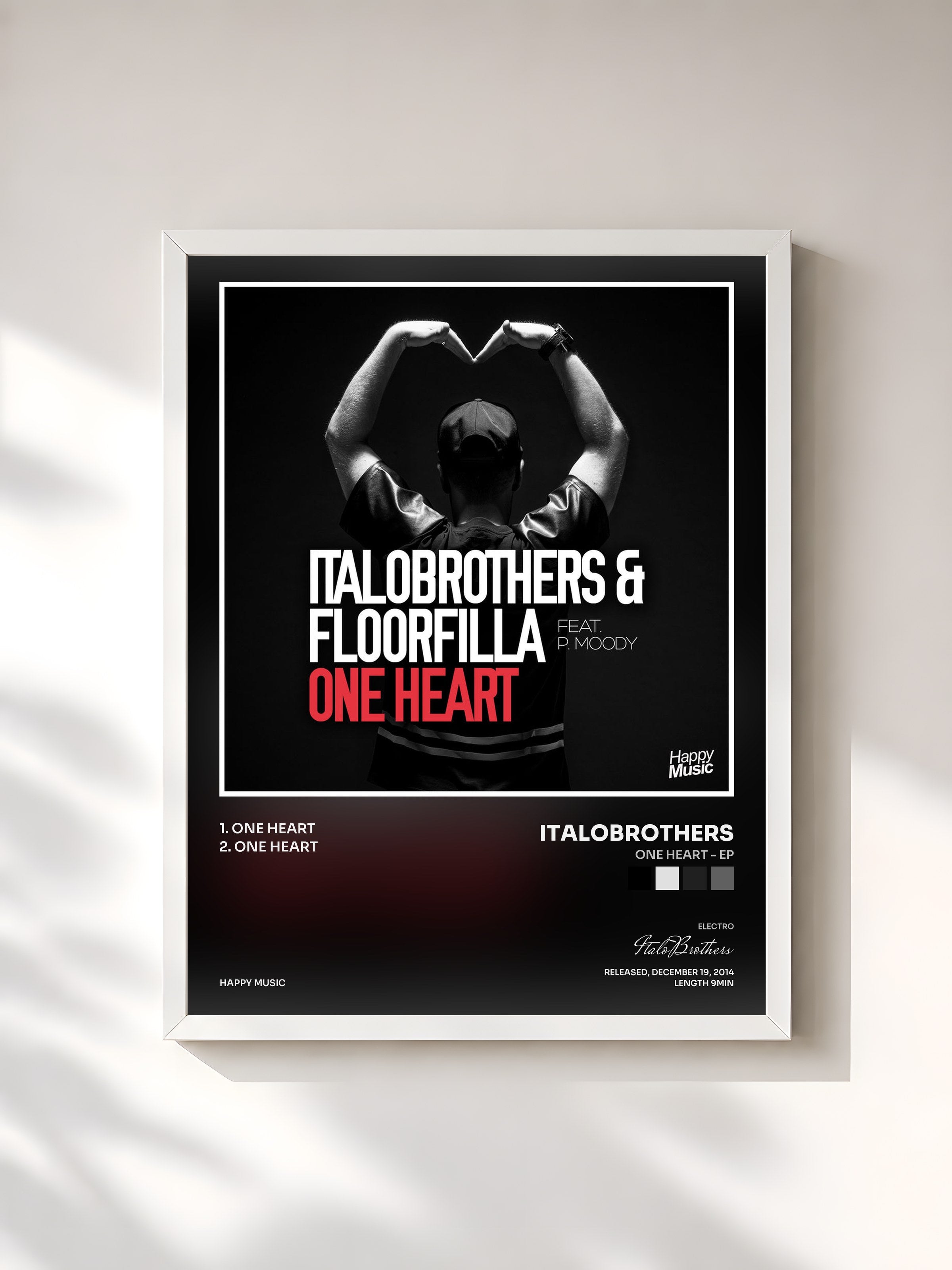 #blanc Tableau de l'album One Heart - EP de ItaloBrothers, cadre blanc, imprimé et encadré en France