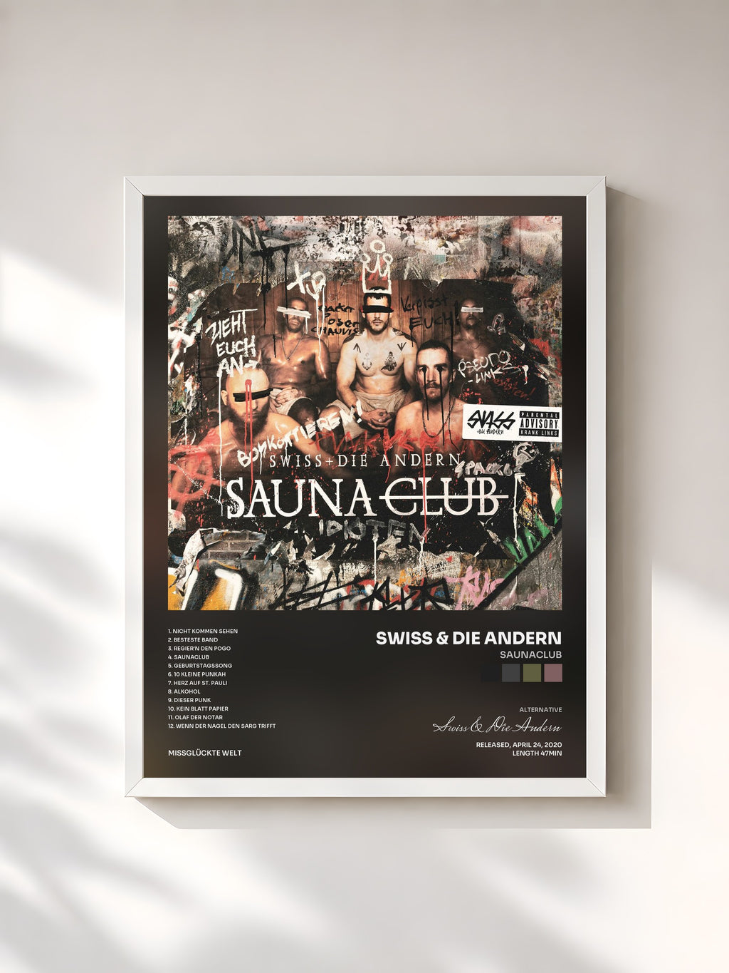 #blanc Saunaclub by Swiss & Die Andern as a framed art print, white frame, printed and framed in France