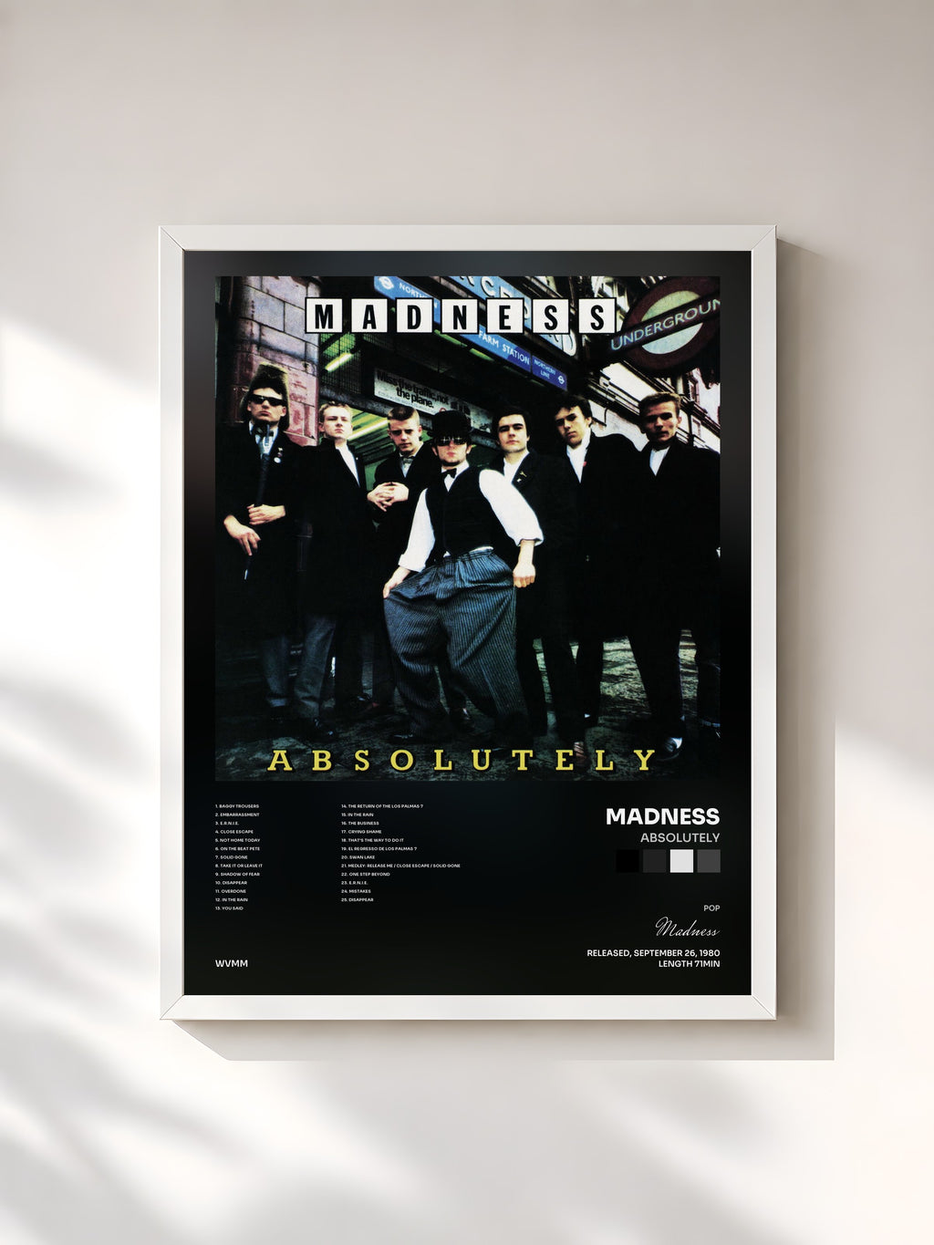 #blanc Absolutely by Madness as a framed art print, white frame, printed and framed in France