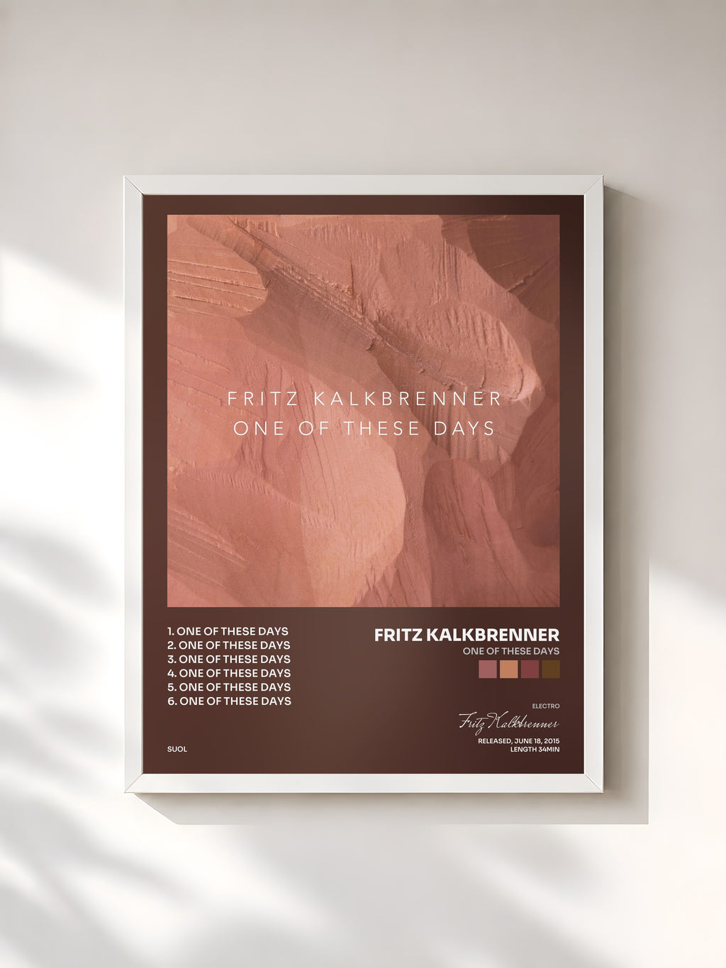 #blanc Tableau de l'album One of These Days de Fritz Kalkbrenner, cadre blanc, imprimé et encadré en France