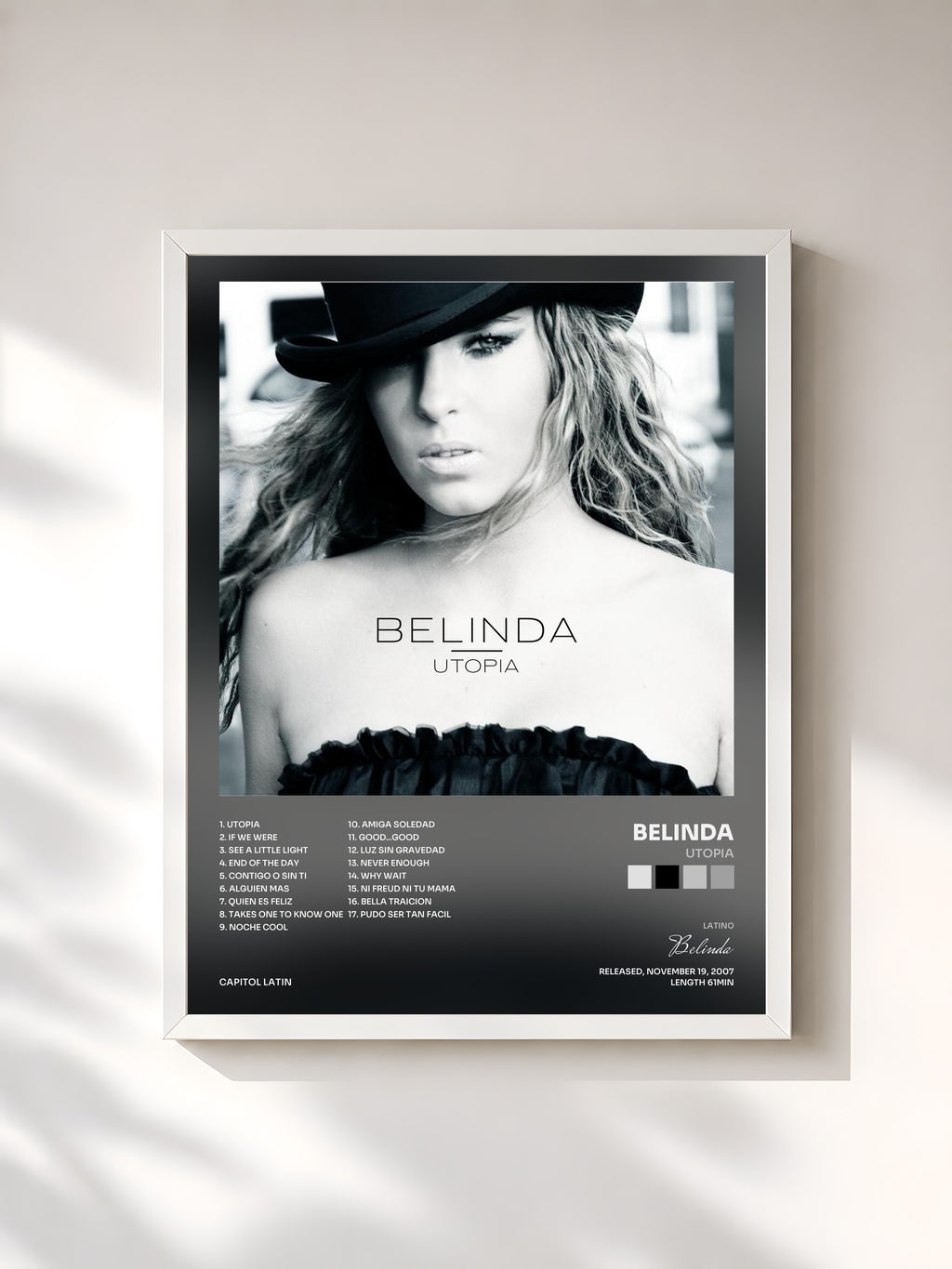 #blanc Tableau de l'album Utopia de Belinda, cadre blanc, imprimé et encadré en France