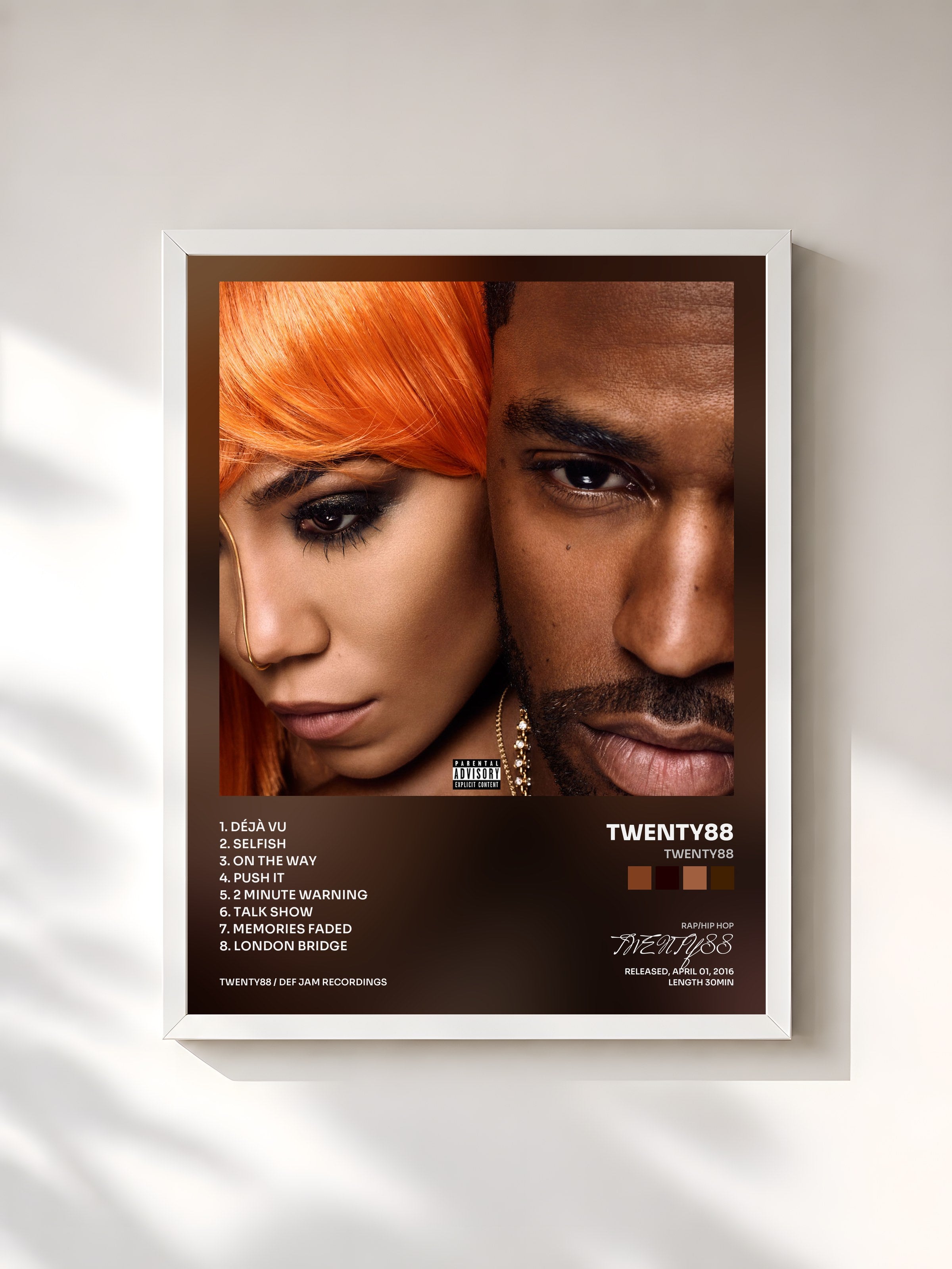 #blanc Tableau de l'album TWENTY88 de TWENTY88, cadre blanc, imprimé et encadré en France