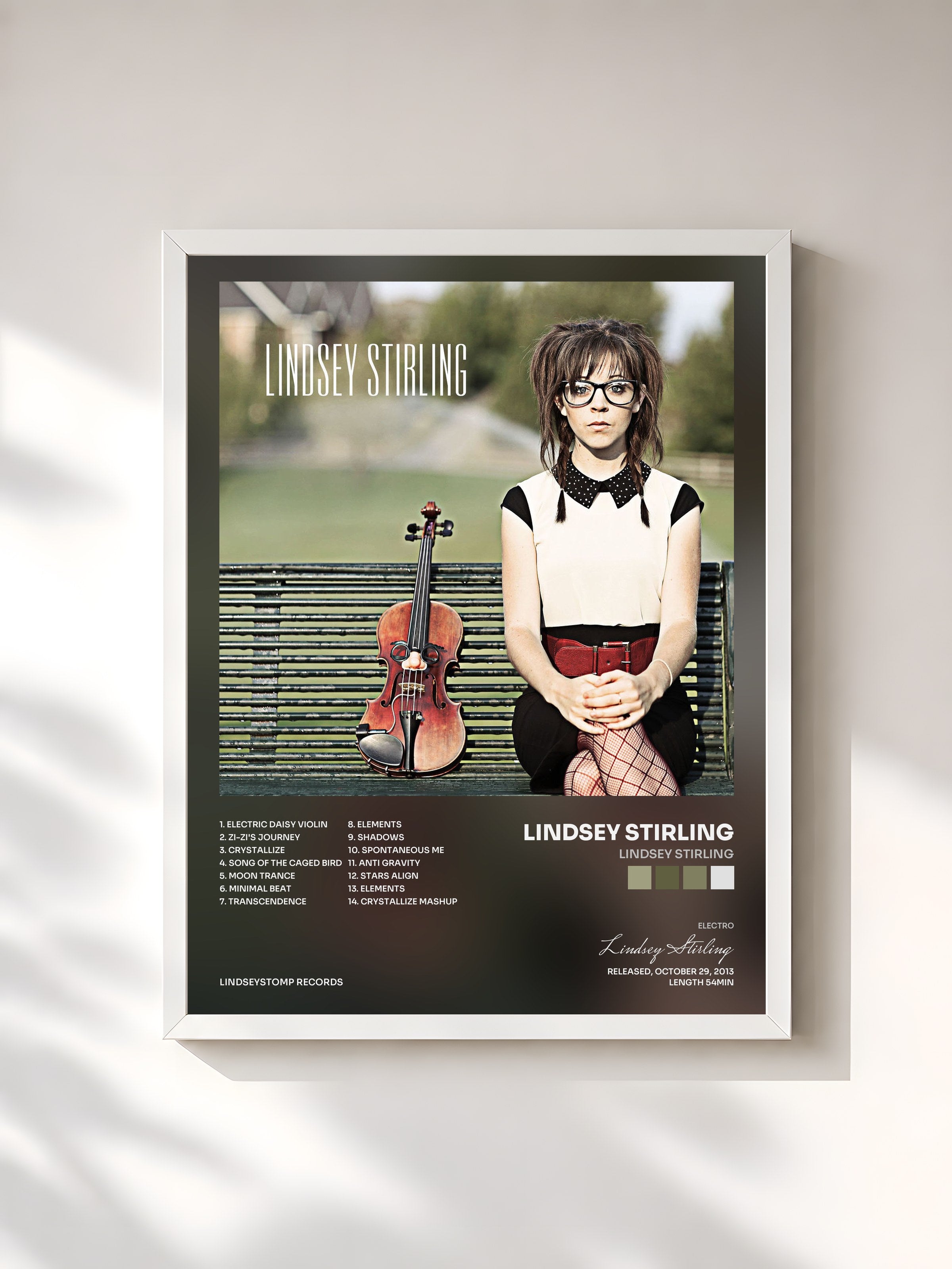 #blanc Tableau de l'album Lindsey Stirling de Lindsey Stirling, cadre blanc, imprimé et encadré en France