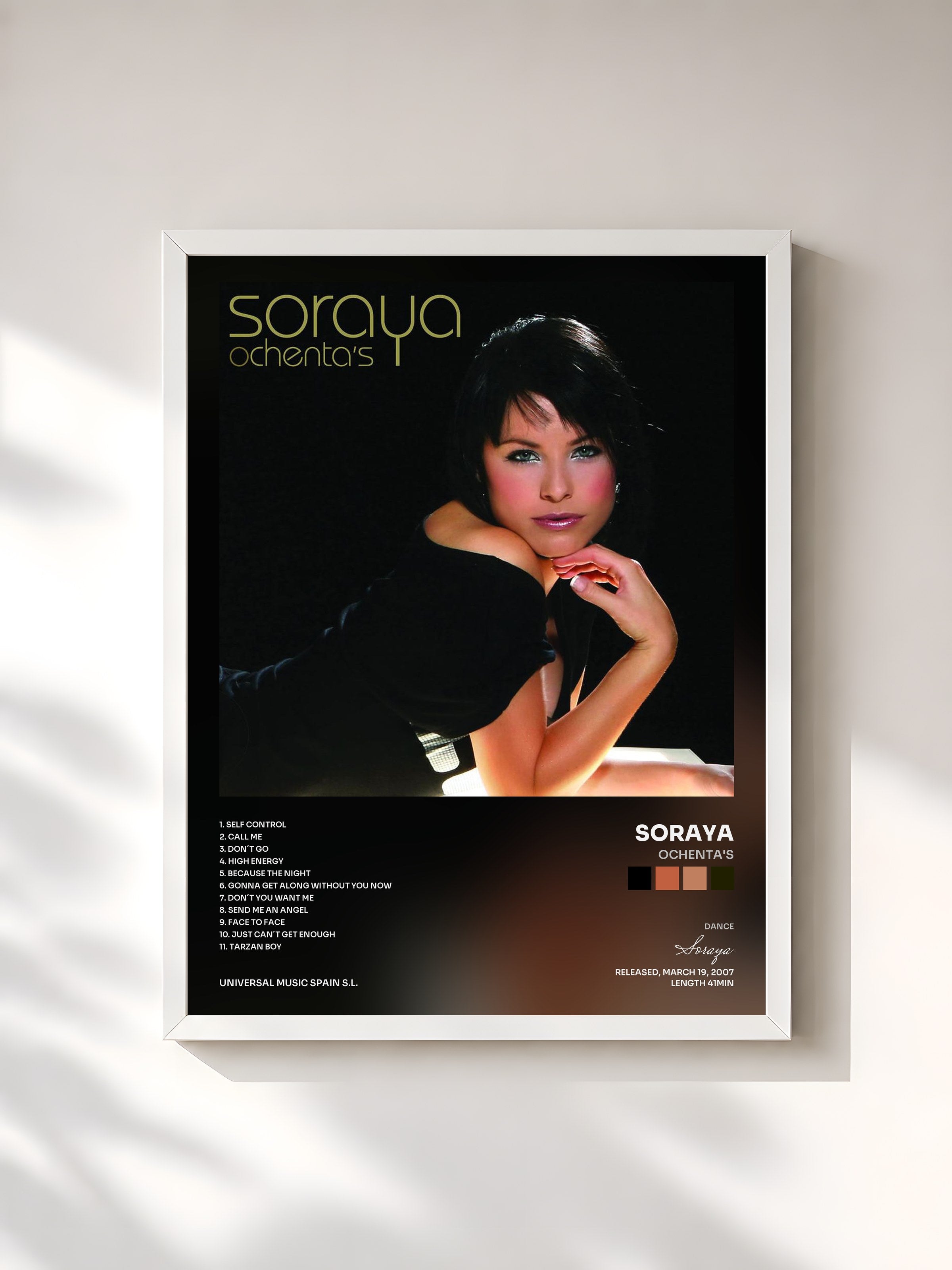 #blanc Tableau de l'album Ochenta's de Soraya, cadre blanc, imprimé et encadré en France