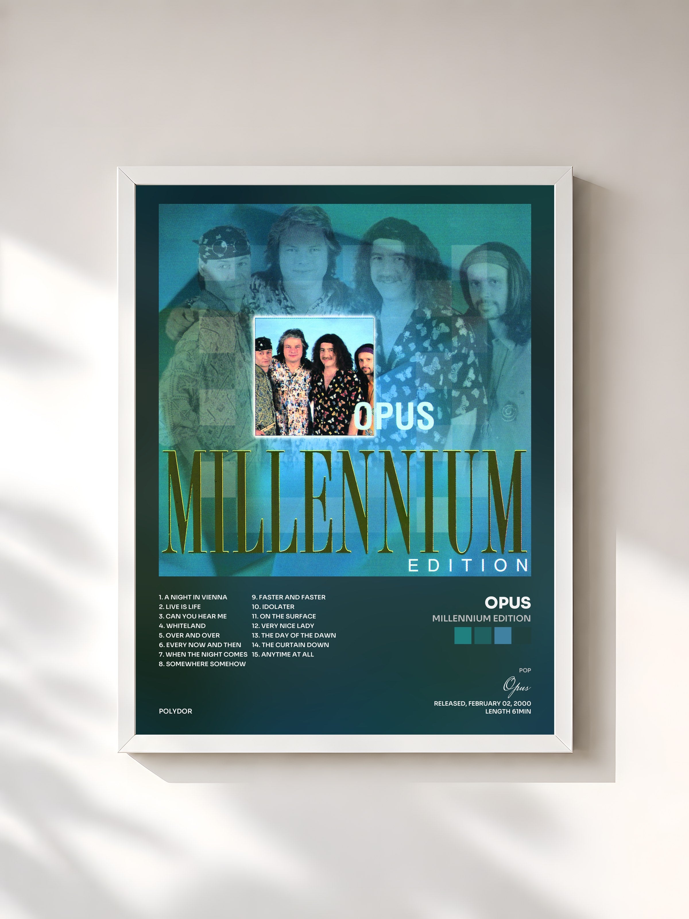 #blanc Tableau de l'album Millennium Edition de Opus, cadre blanc, imprimé et encadré en France