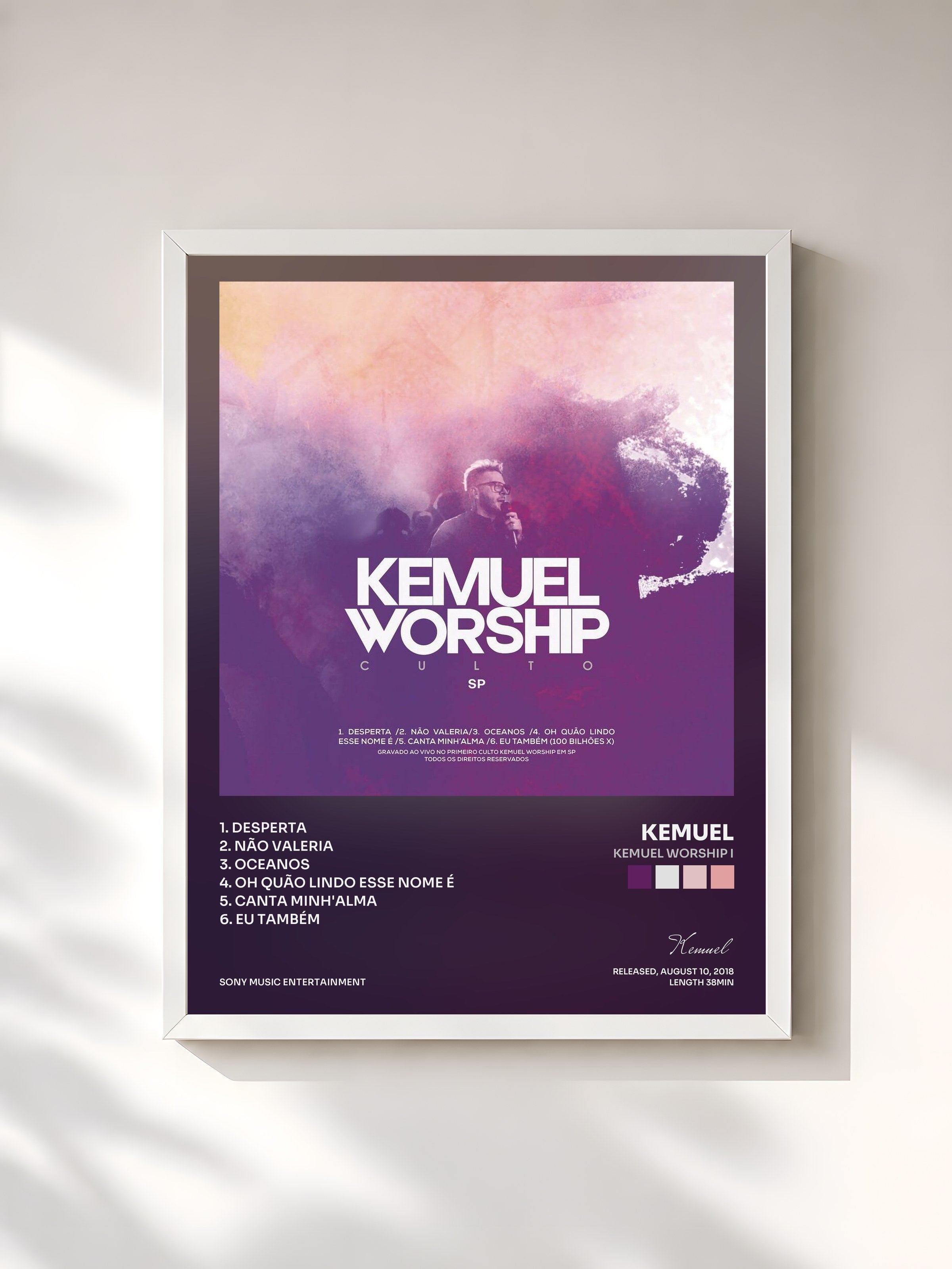 #blanc Tableau de l'album Kemuel Worship I de Kemuel, cadre blanc, imprimé et encadré en France