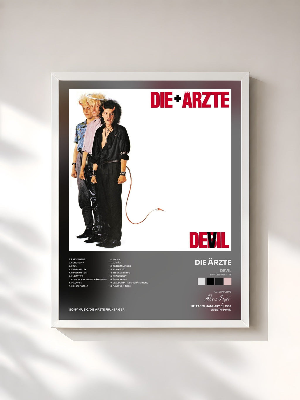 #blanc Devil (Debil Re-Release) de Die Ärzte en lámina enmarcada, marco blanco, impresa y enmarcada en Francia