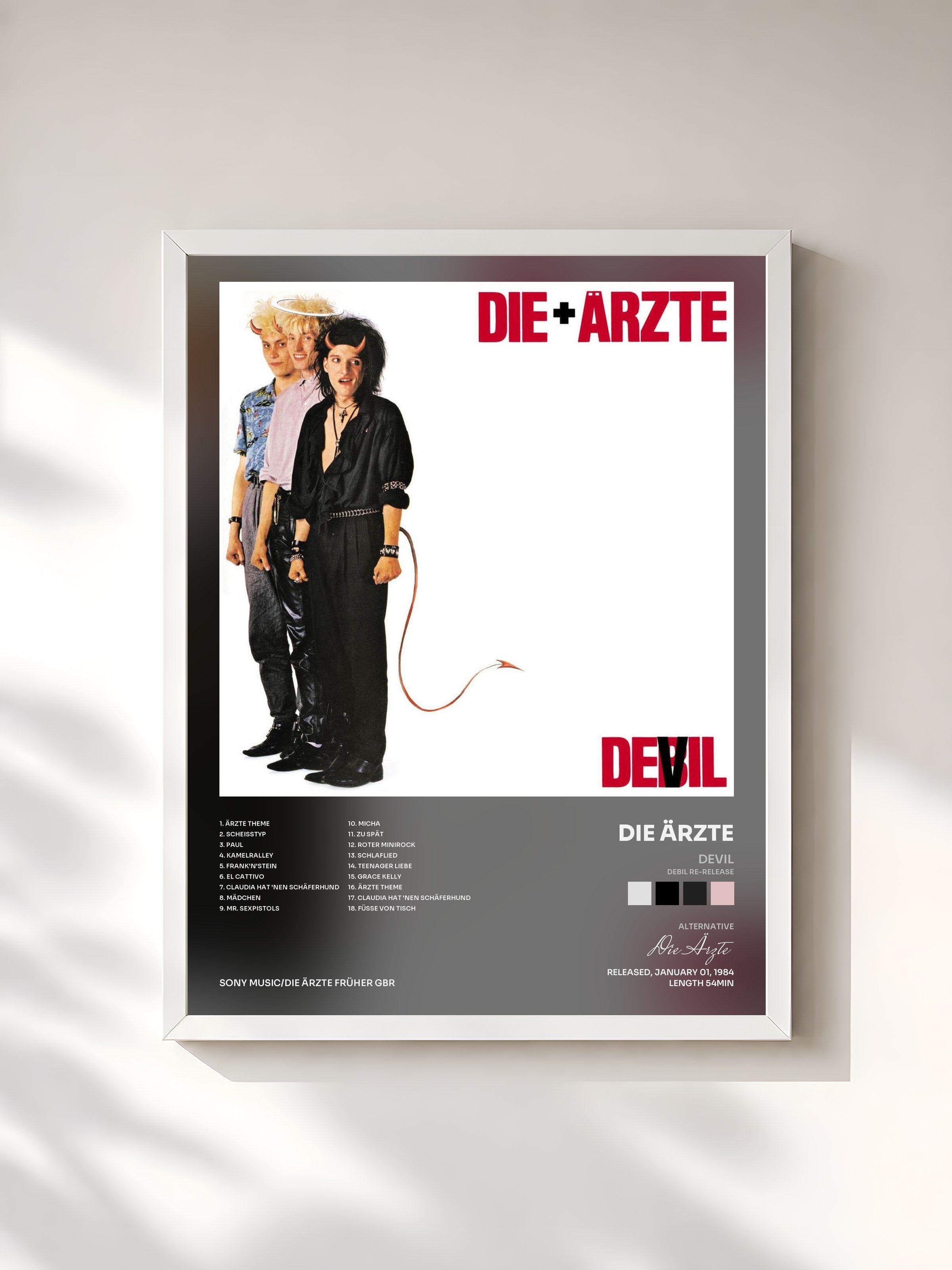 #blanc Tableau de l'album Devil (Debil Re-Release) de Die Ärzte, cadre blanc, imprimé et encadré en France
