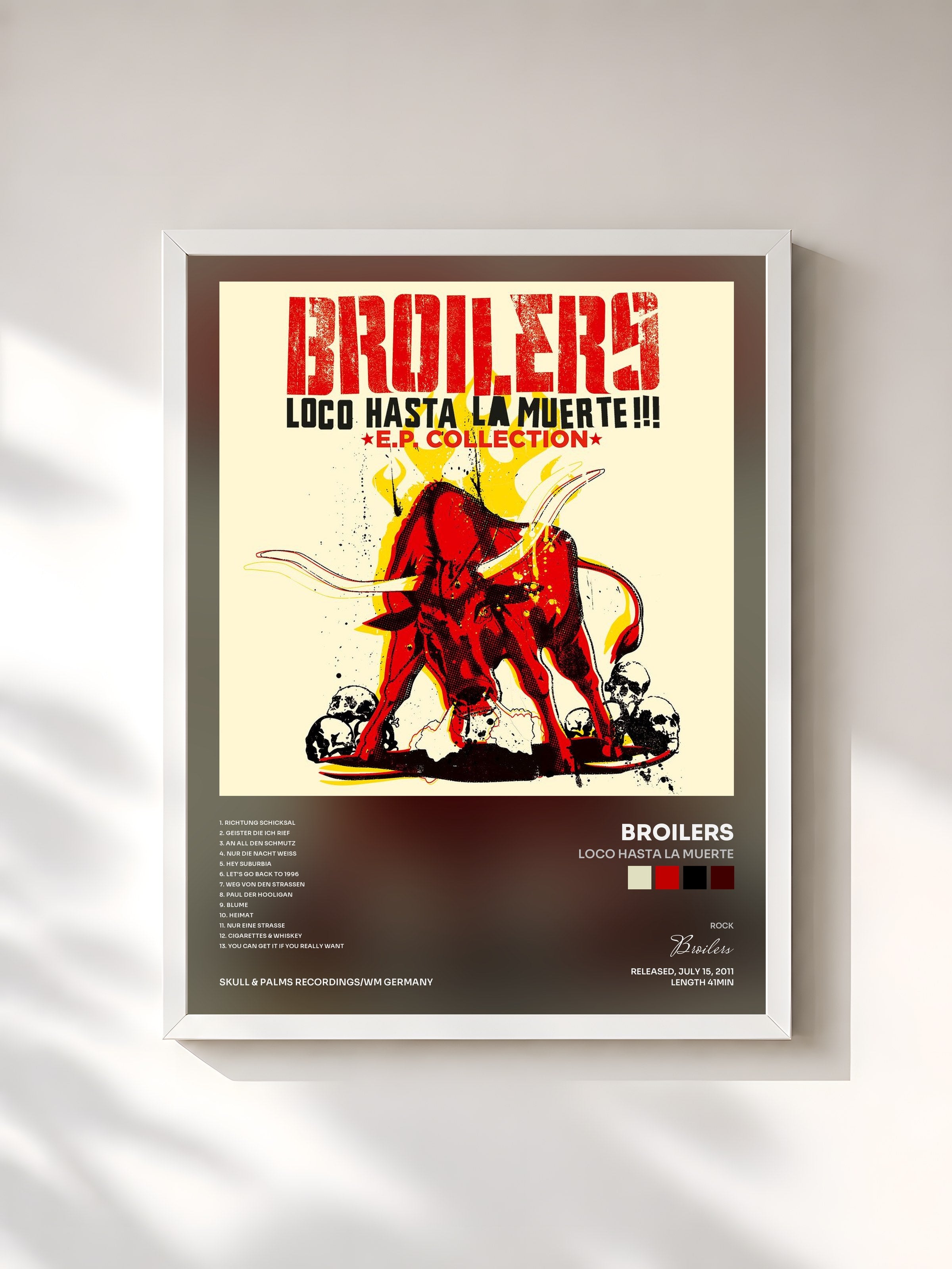 #blanc Tableau de l'album Loco Hasta La Muerte de Broilers, cadre blanc, imprimé et encadré en France