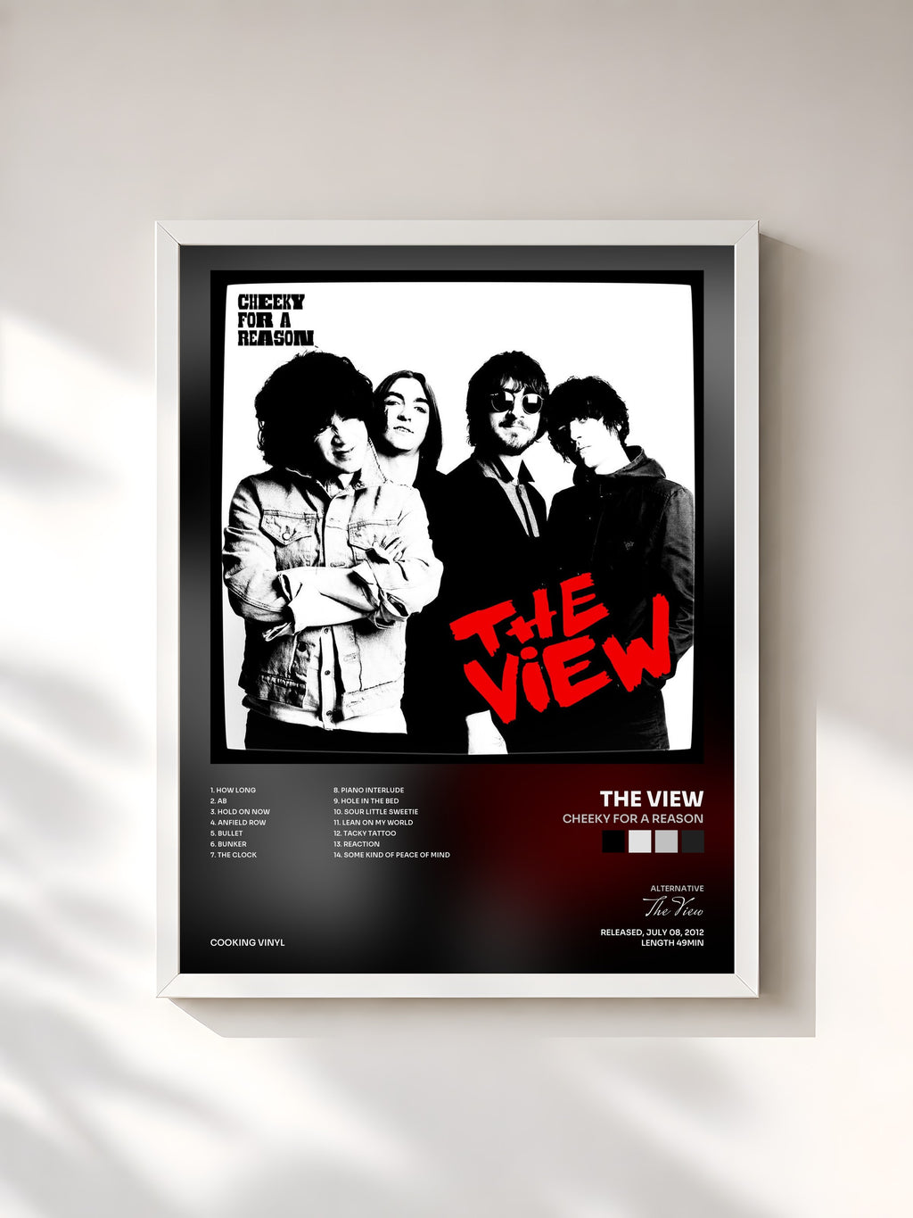 #blanc Tableau de l'album Cheeky for a Reason de The View, cadre blanc, imprimé et encadré en France