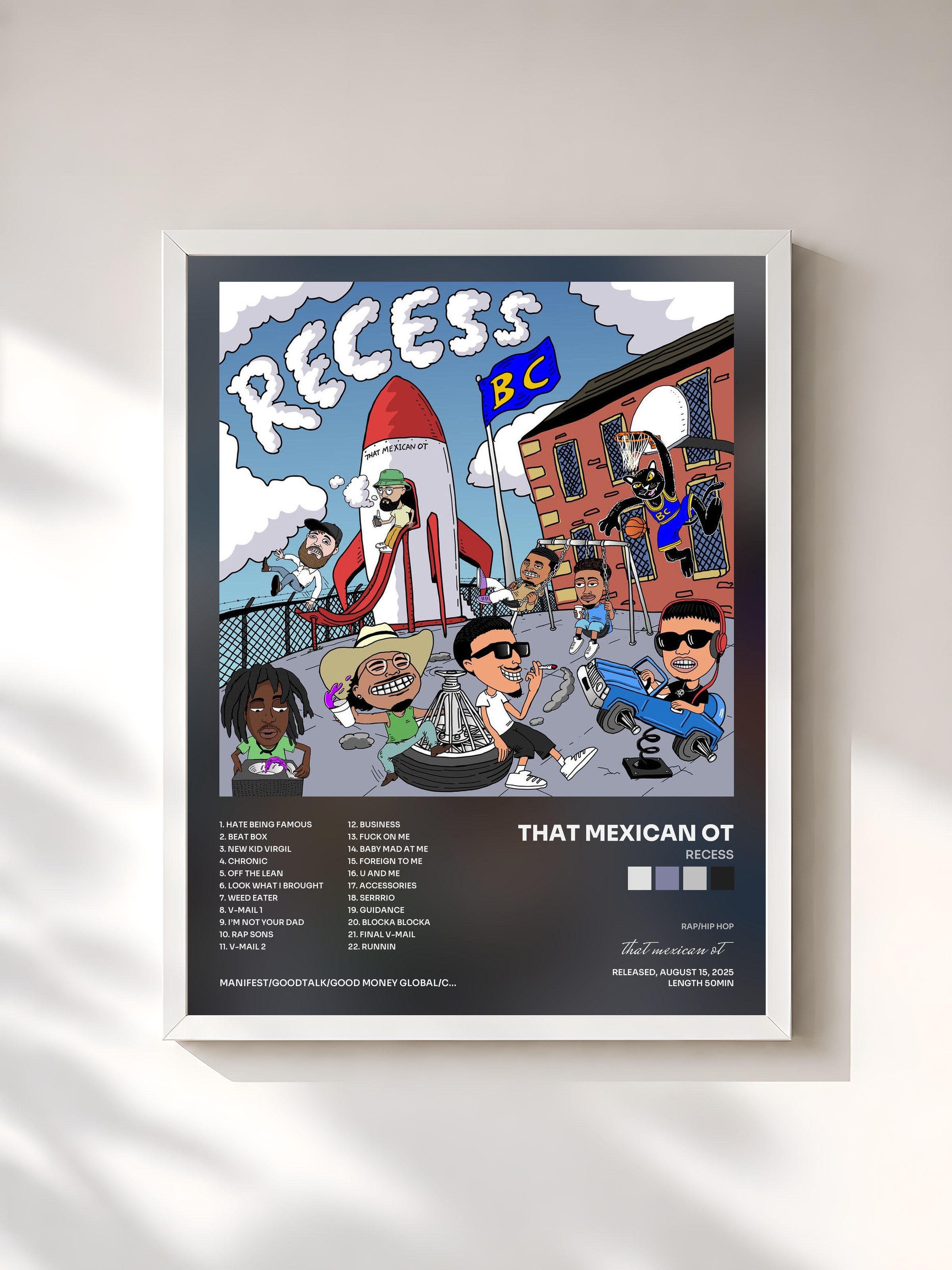 #blanc Tableau de l'album Recess de that mexican ot, cadre blanc, imprimé et encadré en France