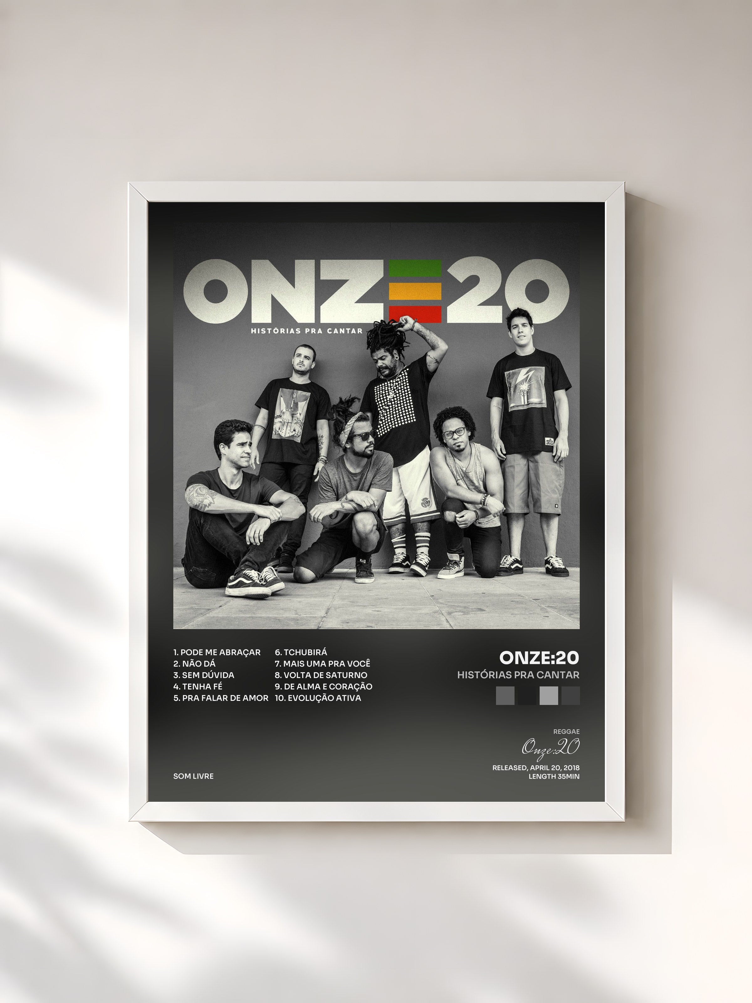 #blanc Tableau de l'album Histórias Pra Cantar de Onze:20, cadre blanc, imprimé et encadré en France