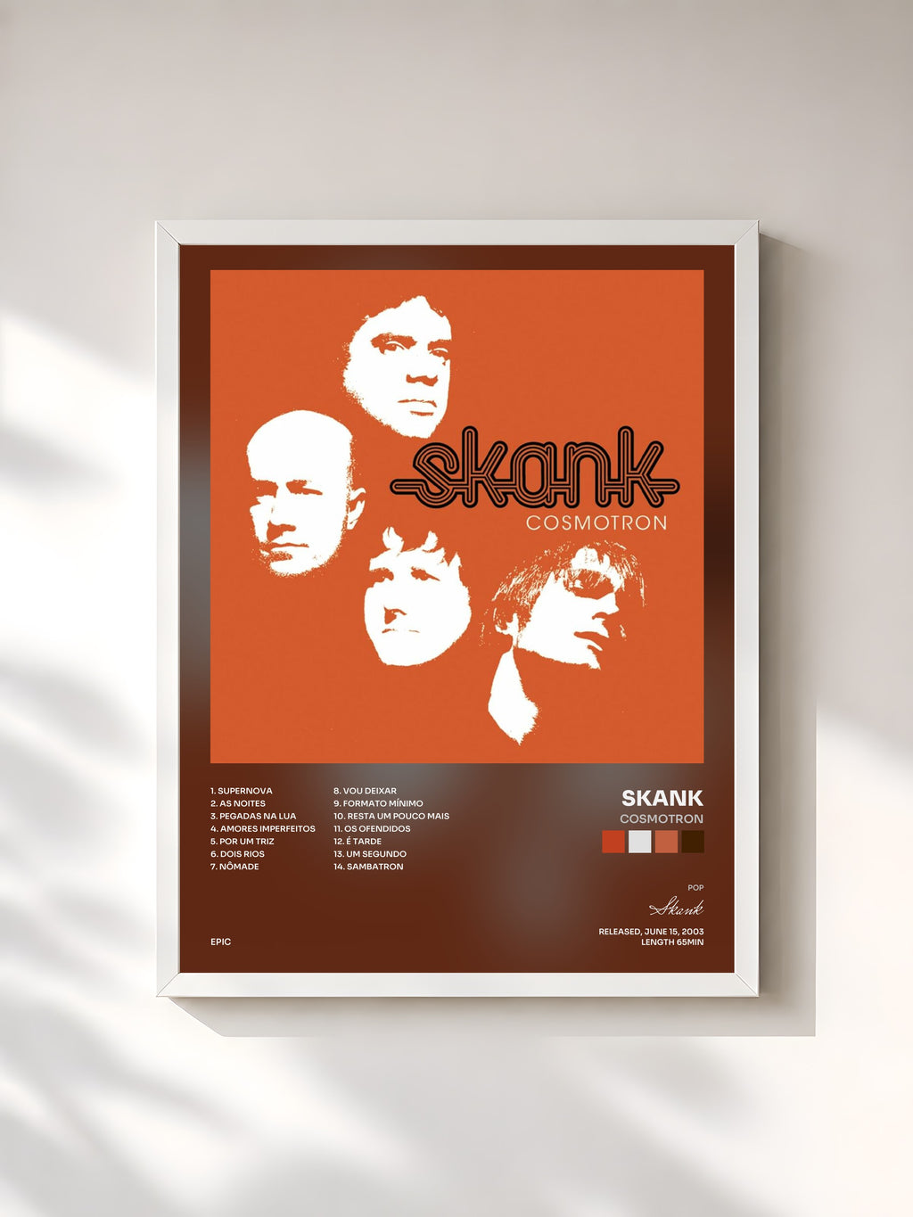 #blanc Tableau de l'album Cosmotron de Skank, cadre blanc, imprimé et encadré en France
