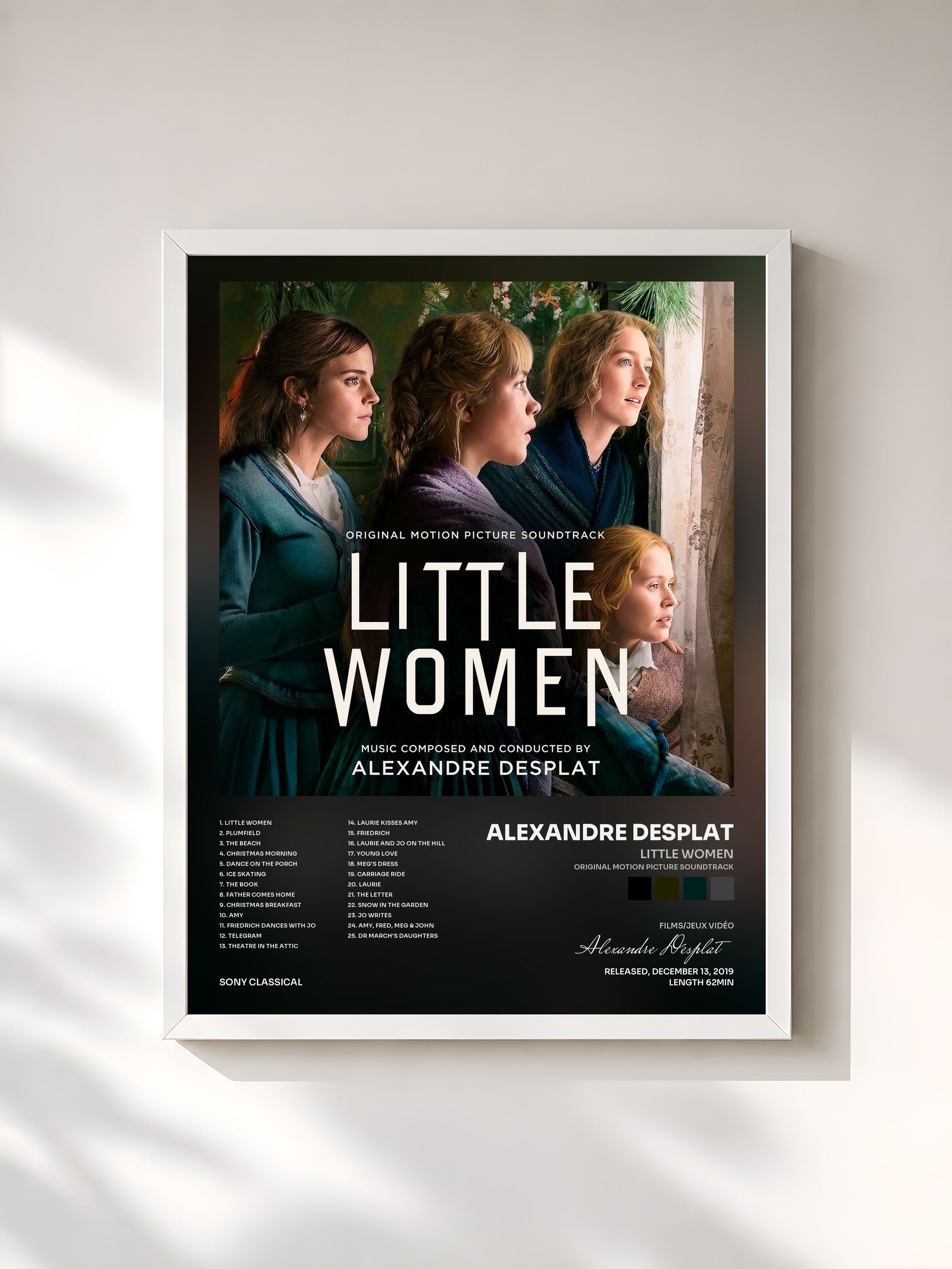 #blanc Tableau de l'album Little Women (Original Motion Picture Soundtrack) de Alexandre Desplat, cadre blanc, imprimé et encadré en France