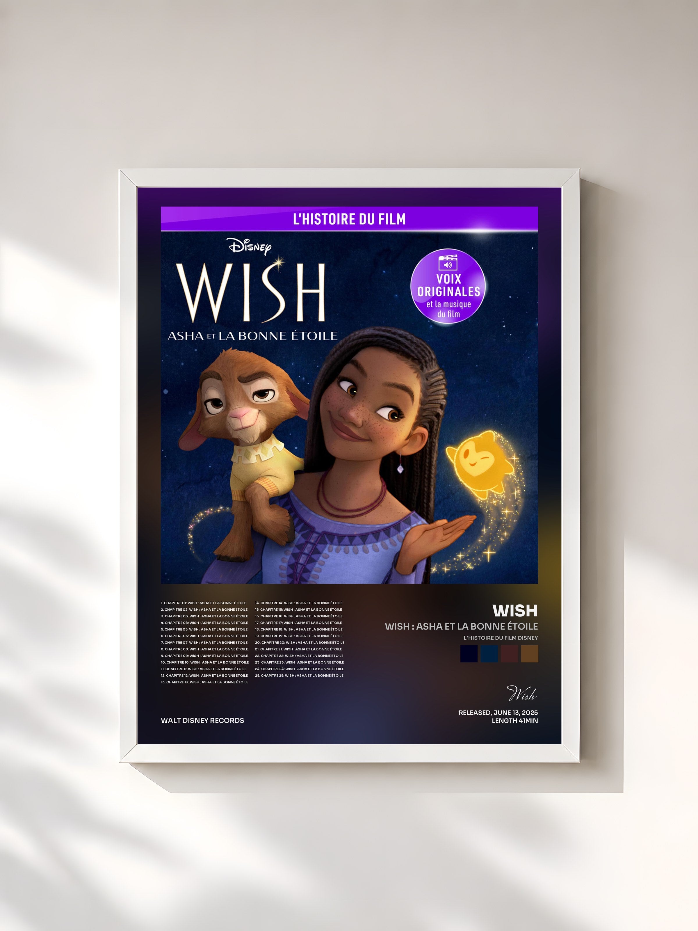 #blanc Tableau de l'album Wish : Asha et la bonne étoile (L'histoire du film Disney) de Wish, cadre blanc, imprimé et encadré en France