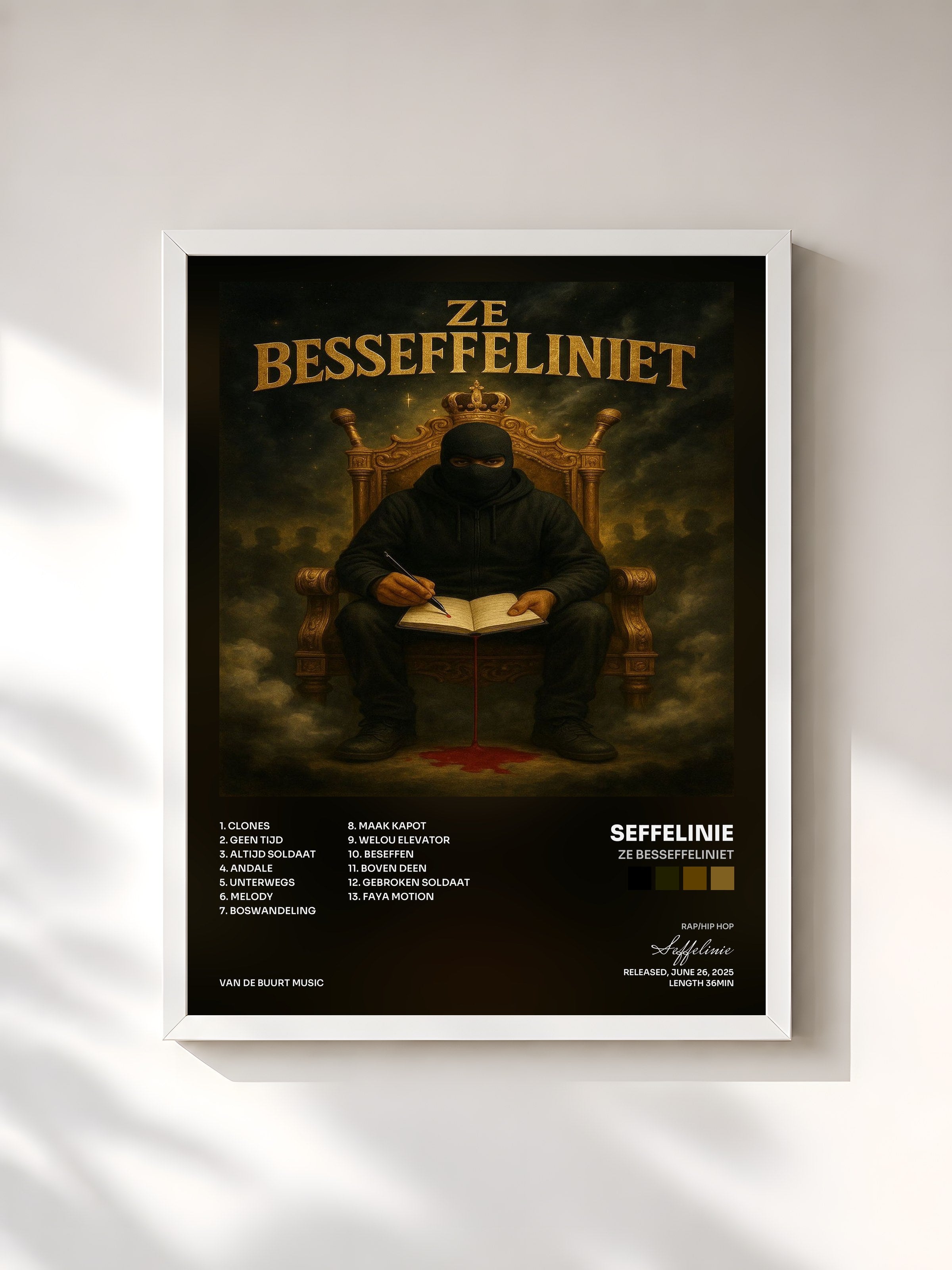 #blanc Tableau de l'album Ze Besseffeliniet de Seffelinie, cadre blanc, imprimé et encadré en France