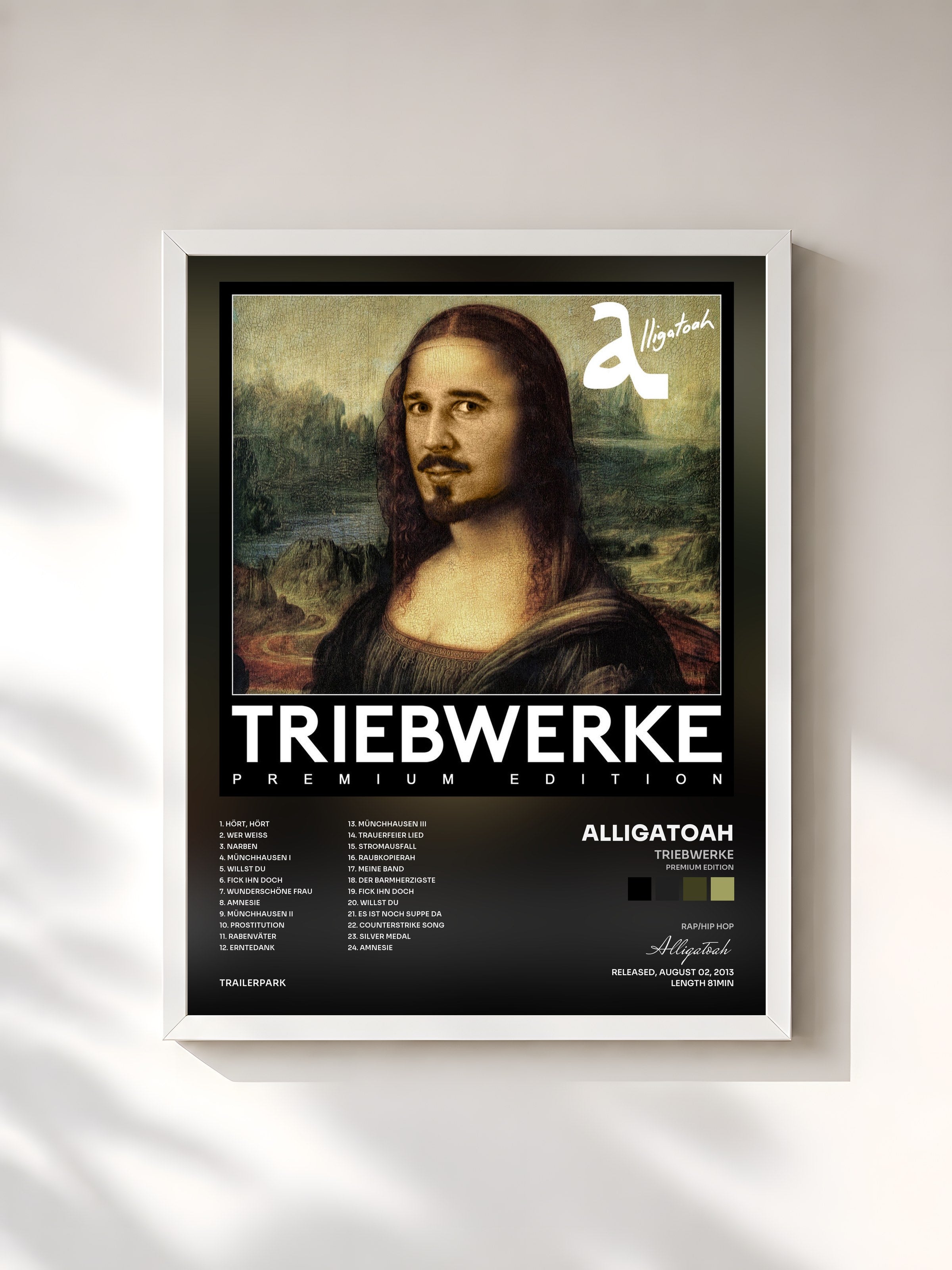 #blanc Tableau de l'album Triebwerke (Premium Edition) de Alligatoah, cadre blanc, imprimé et encadré en France