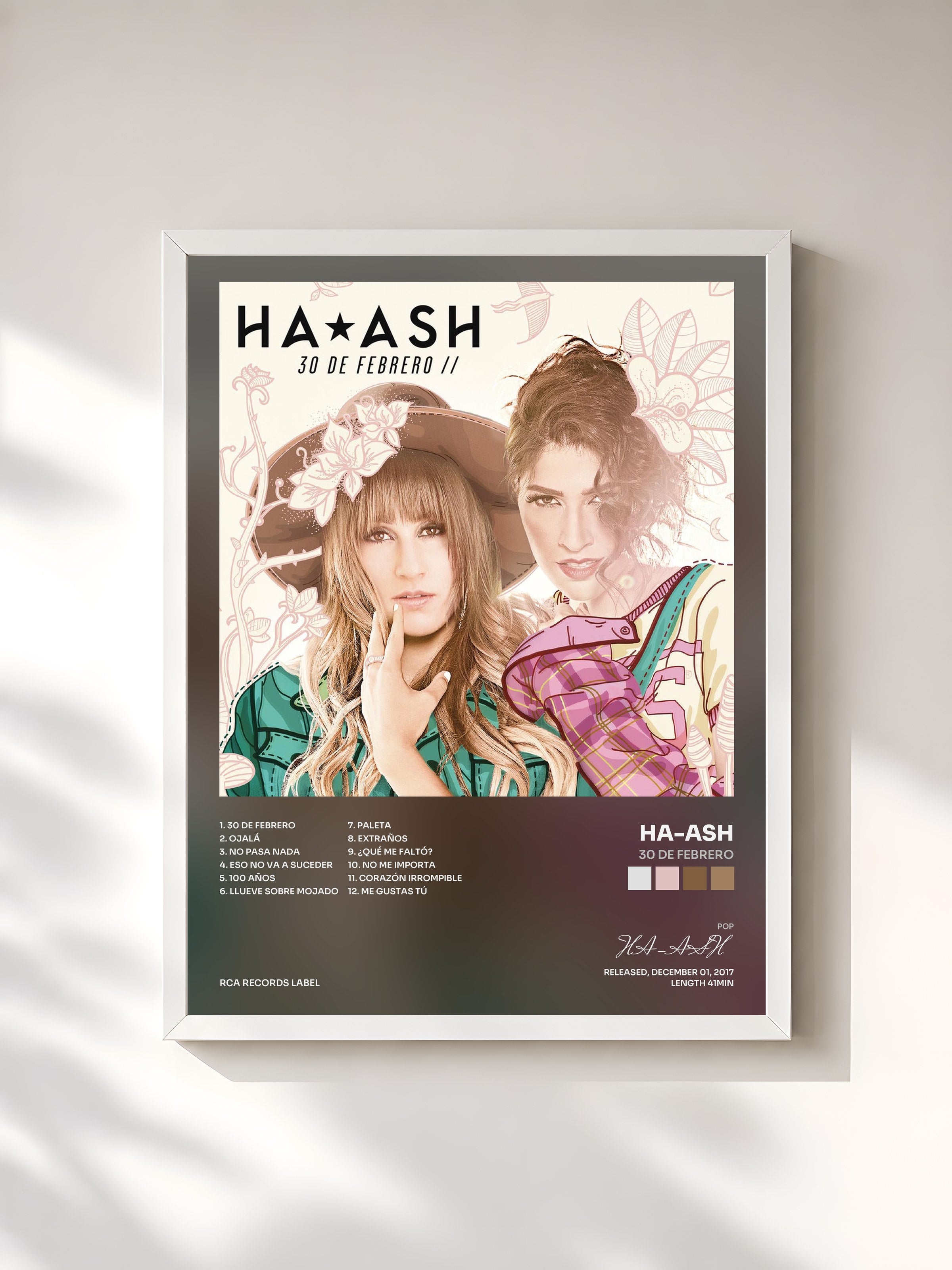 #blanc Tableau de l'album 30 de Febrero de HA-ASH, cadre blanc, imprimé et encadré en France