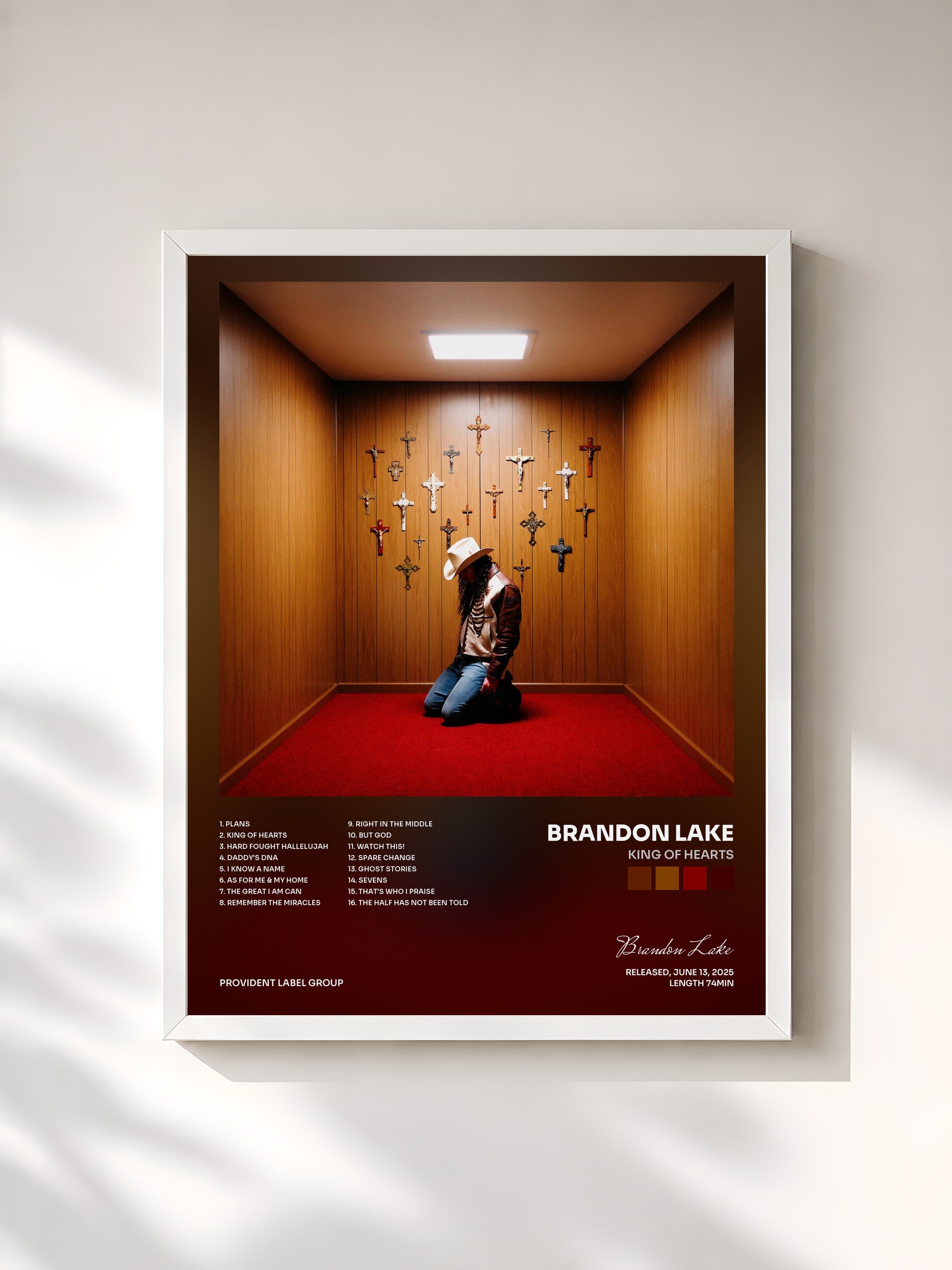 #blanc Tableau de l'album King Of Hearts de Brandon Lake, cadre blanc, imprimé et encadré en France