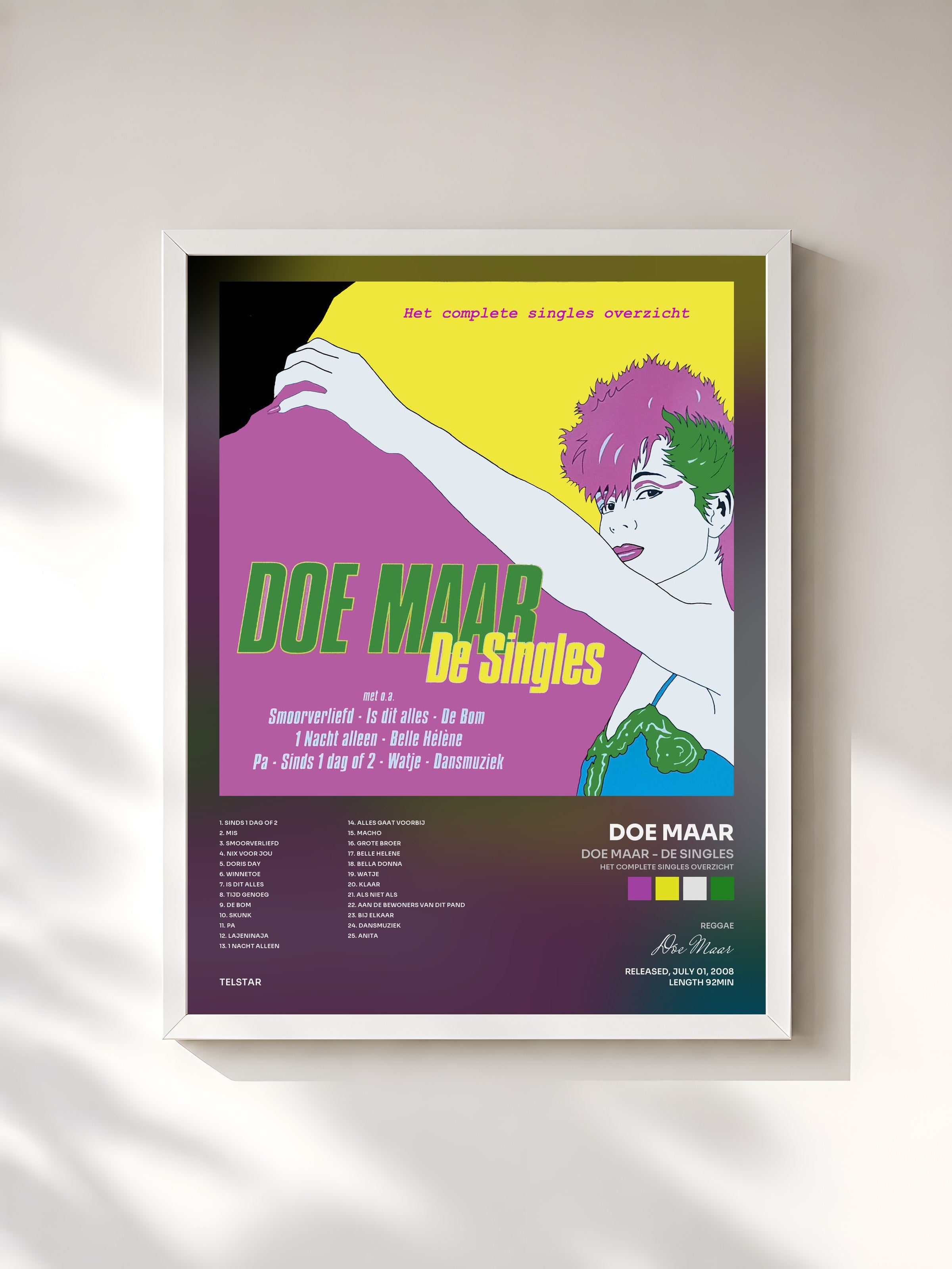 #blanc Tableau de l'album Doe Maar - De Singles (Het Complete Singles Overzicht) de Doe Maar, cadre blanc, imprimé et encadré en France
