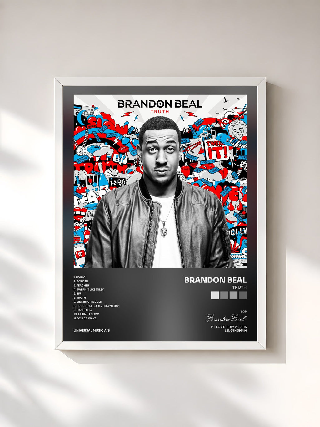 #blanc Tableau de l'album Truth de Brandon Beal, cadre blanc, imprimé et encadré en France