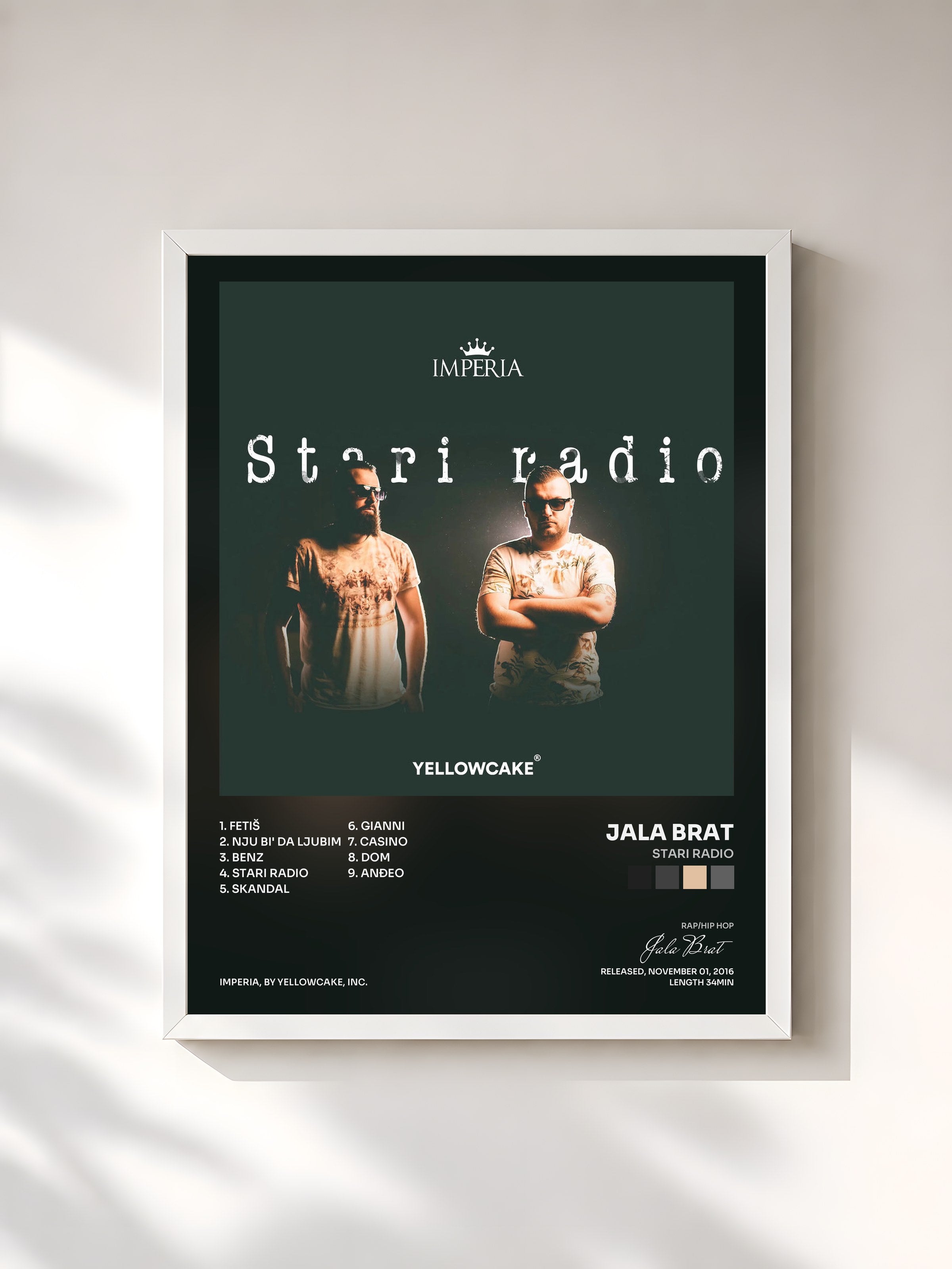 #blanc Tableau de l'album Stari Radio de Jala Brat, cadre blanc, imprimé et encadré en France