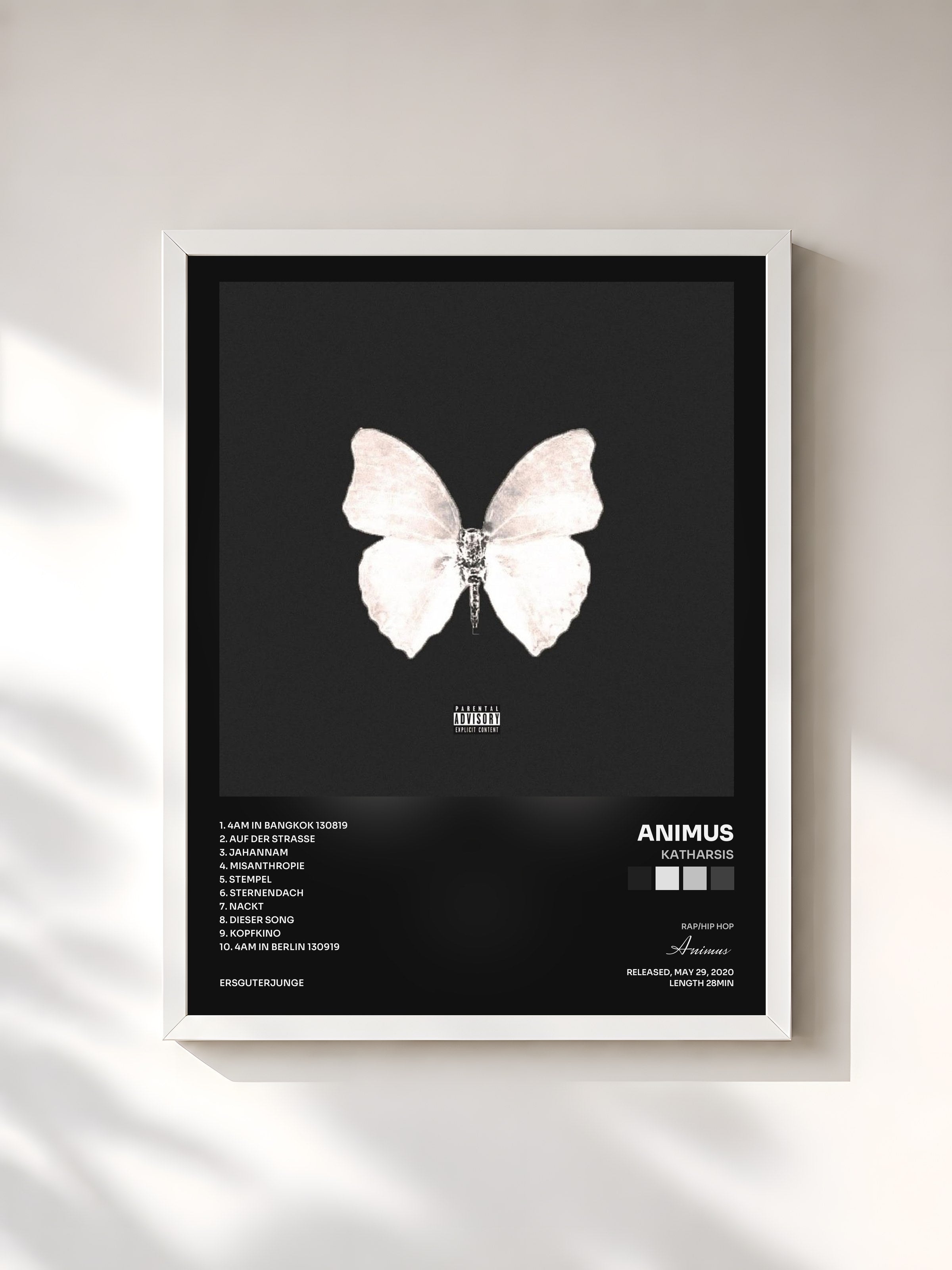 #blanc Tableau de l'album Katharsis de Animus, cadre blanc, imprimé et encadré en France