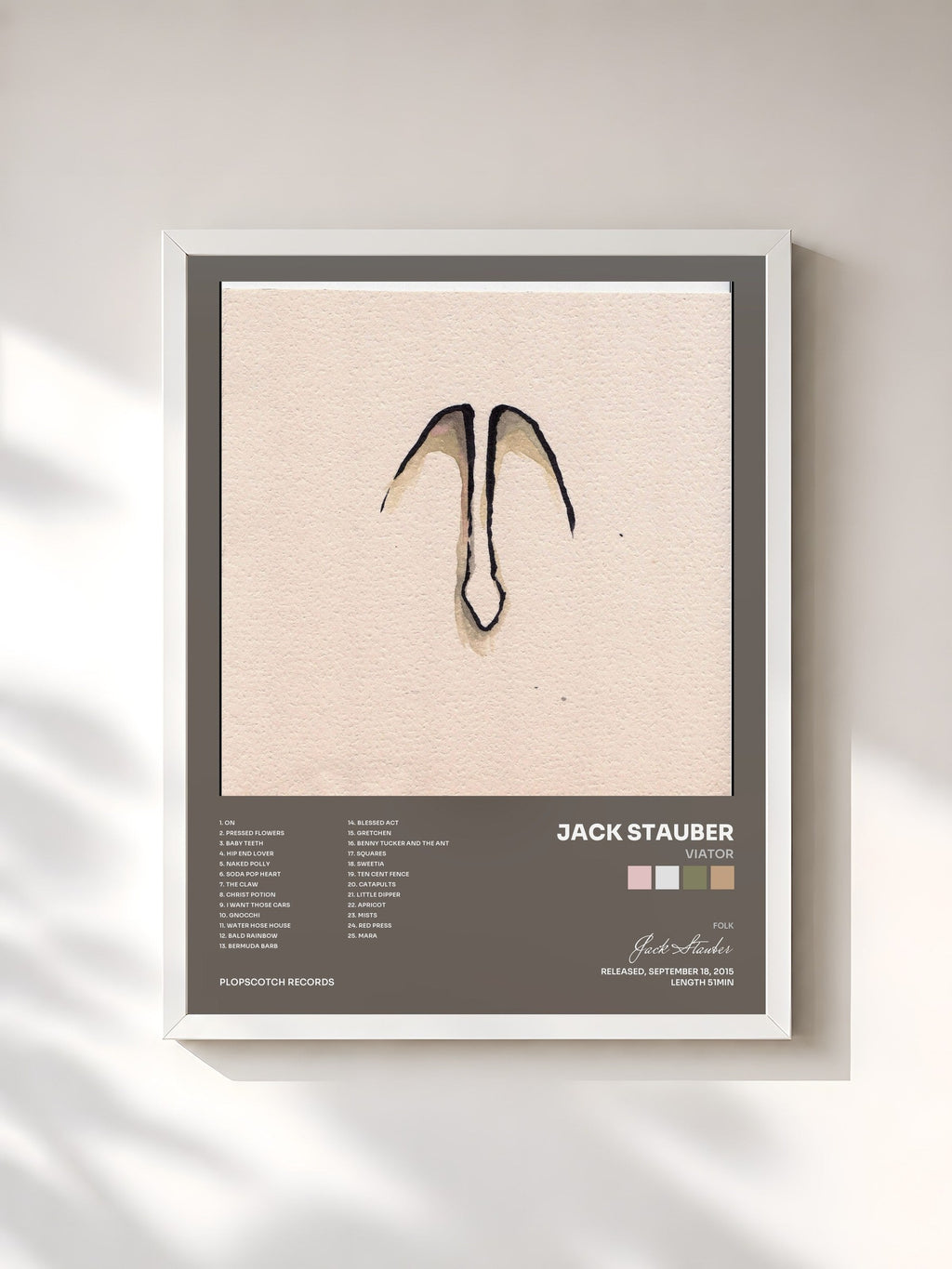 #blanc Tableau de l'album Viator de Jack Stauber, cadre blanc, imprimé et encadré en France