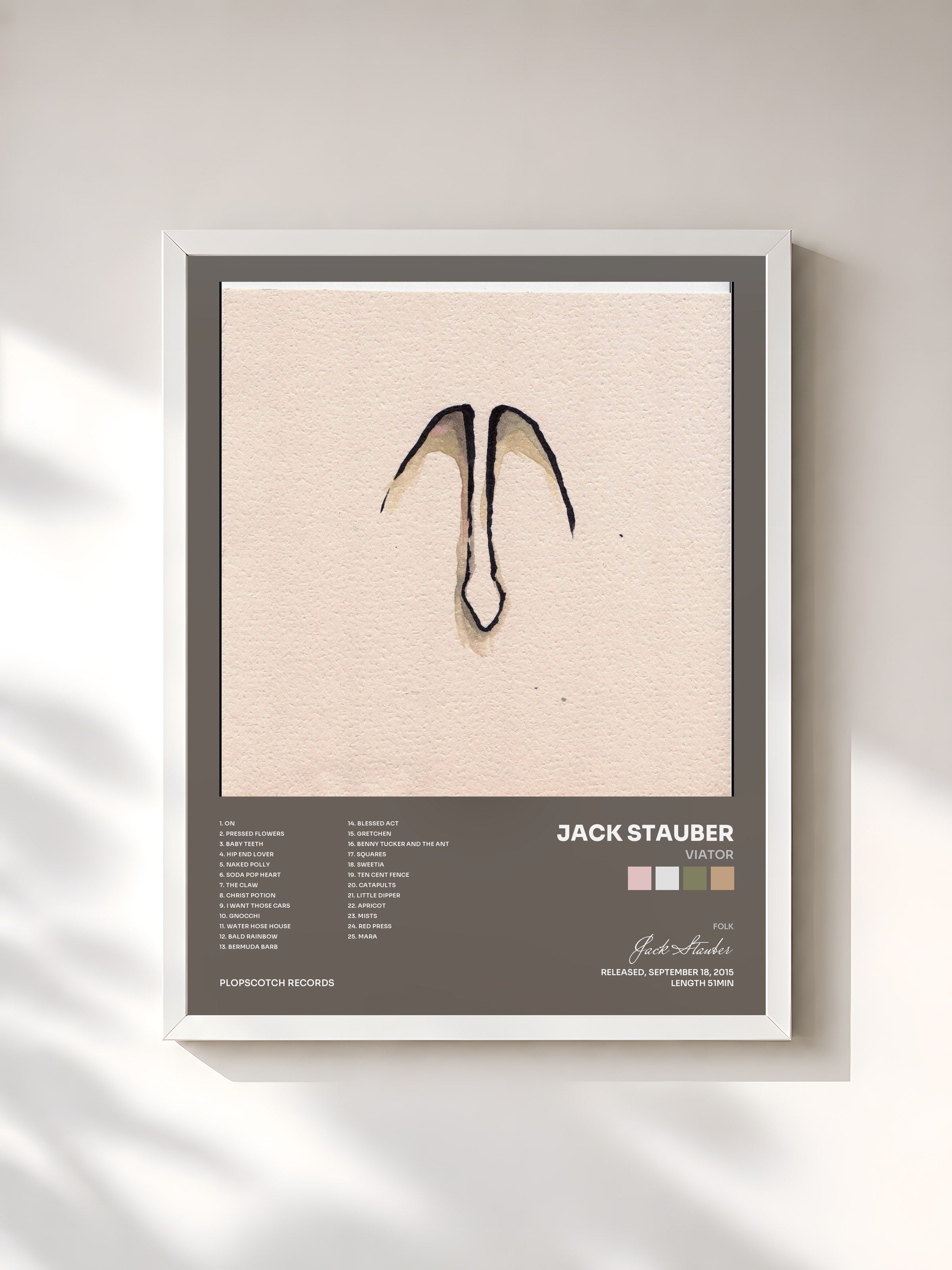 #blanc Tableau de l'album Viator de Jack Stauber, cadre blanc, imprimé et encadré en France