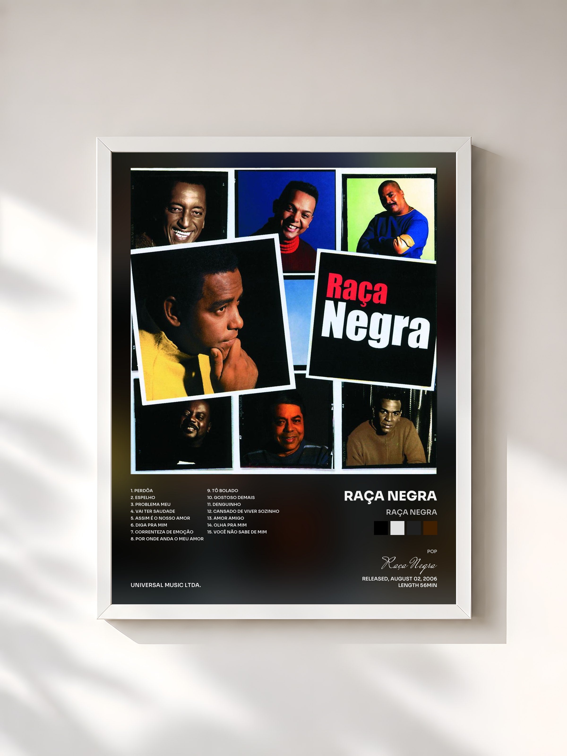 #blanc Tableau de l'album Raça Negra de Raça Negra, cadre blanc, imprimé et encadré en France