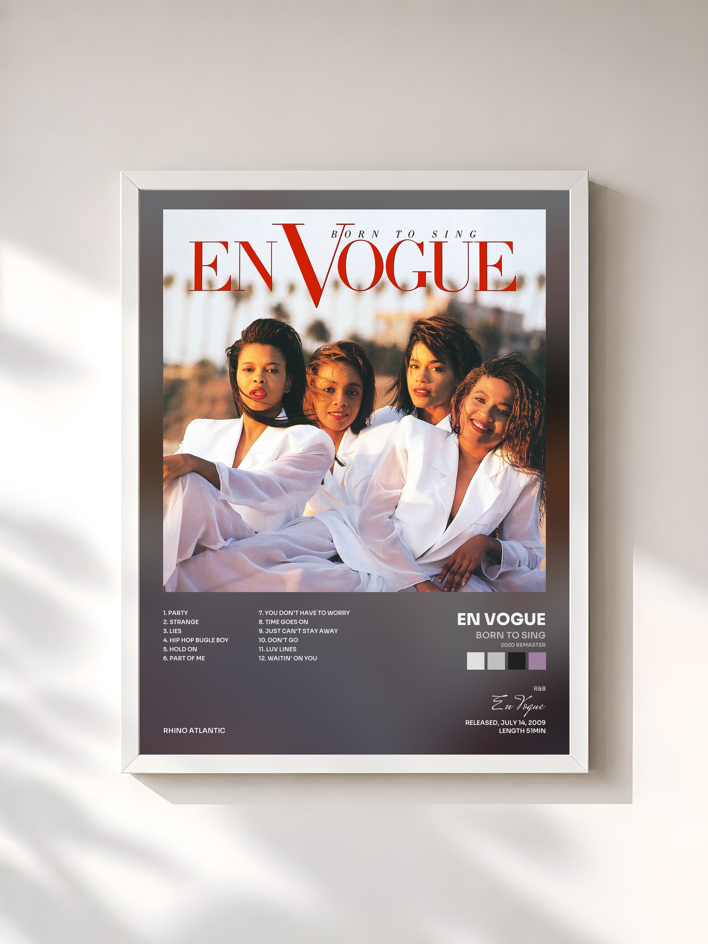 #blanc Tableau de l'album Born to Sing (2020 Remaster) de En Vogue, cadre blanc, imprimé et encadré en France