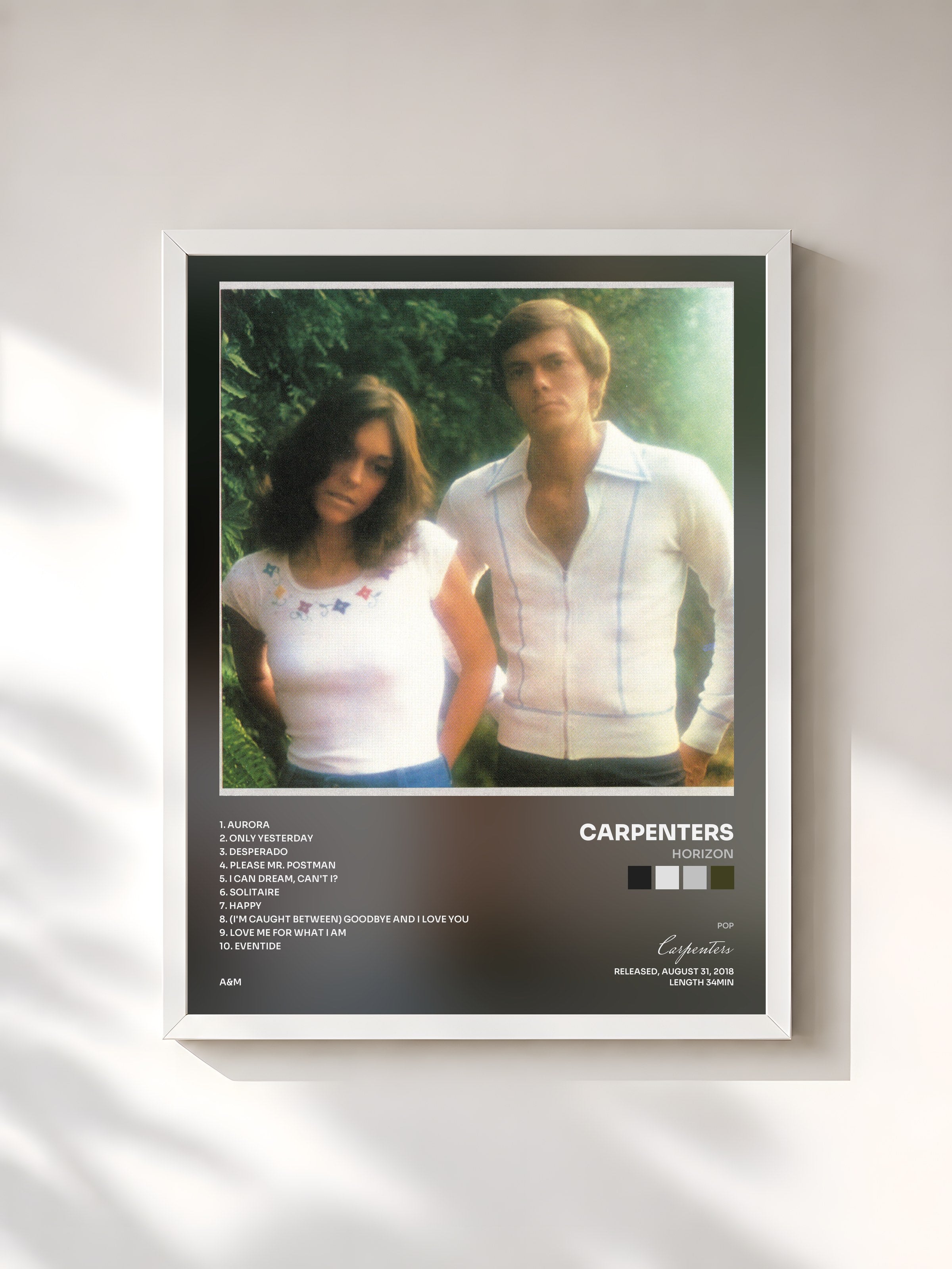 #blanc Tableau de l'album Horizon de Carpenters, cadre blanc, imprimé et encadré en France