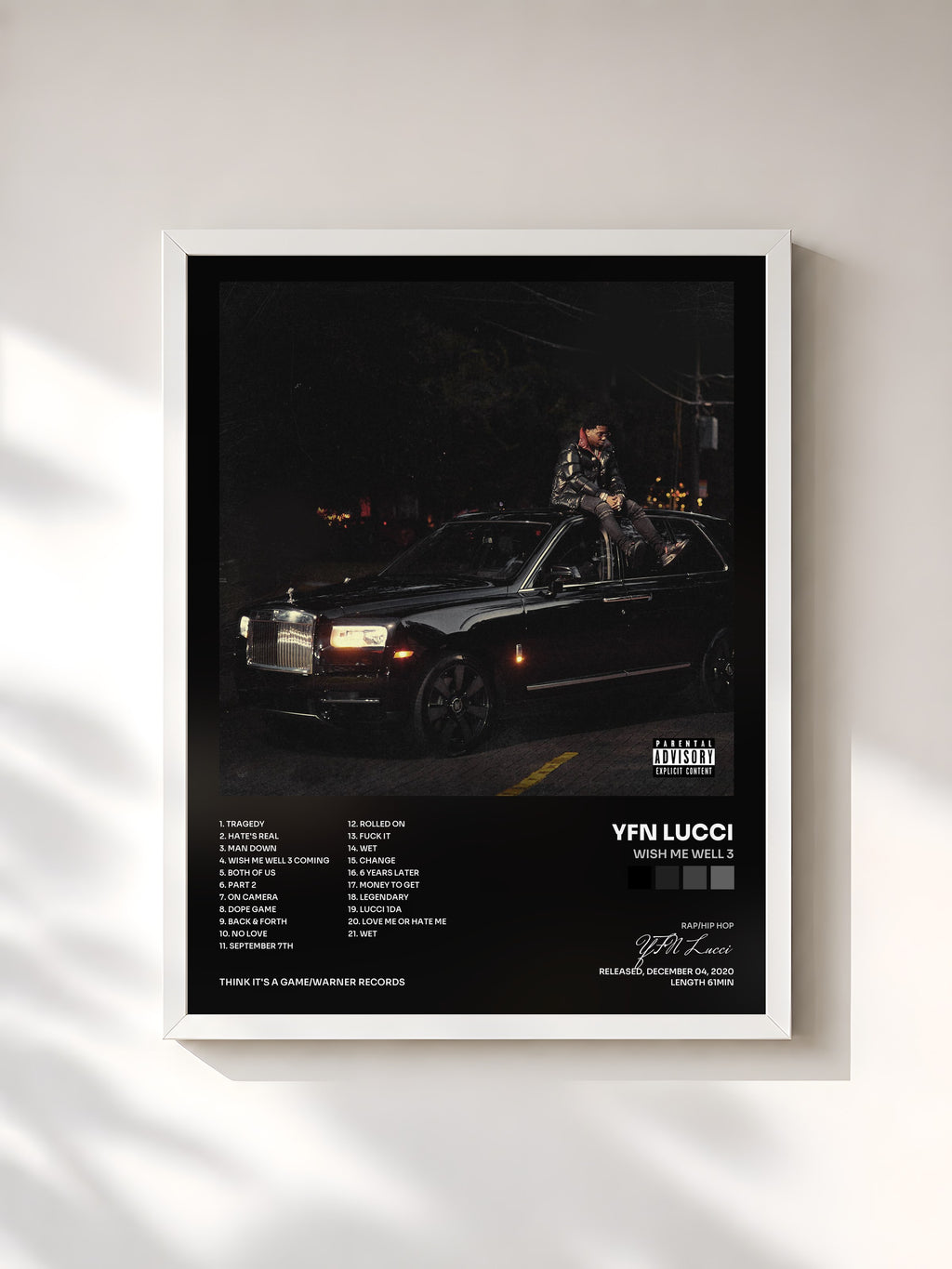 #blanc Wish Me Well 3 by YFN Lucci as a framed art print, white frame, printed and framed in France