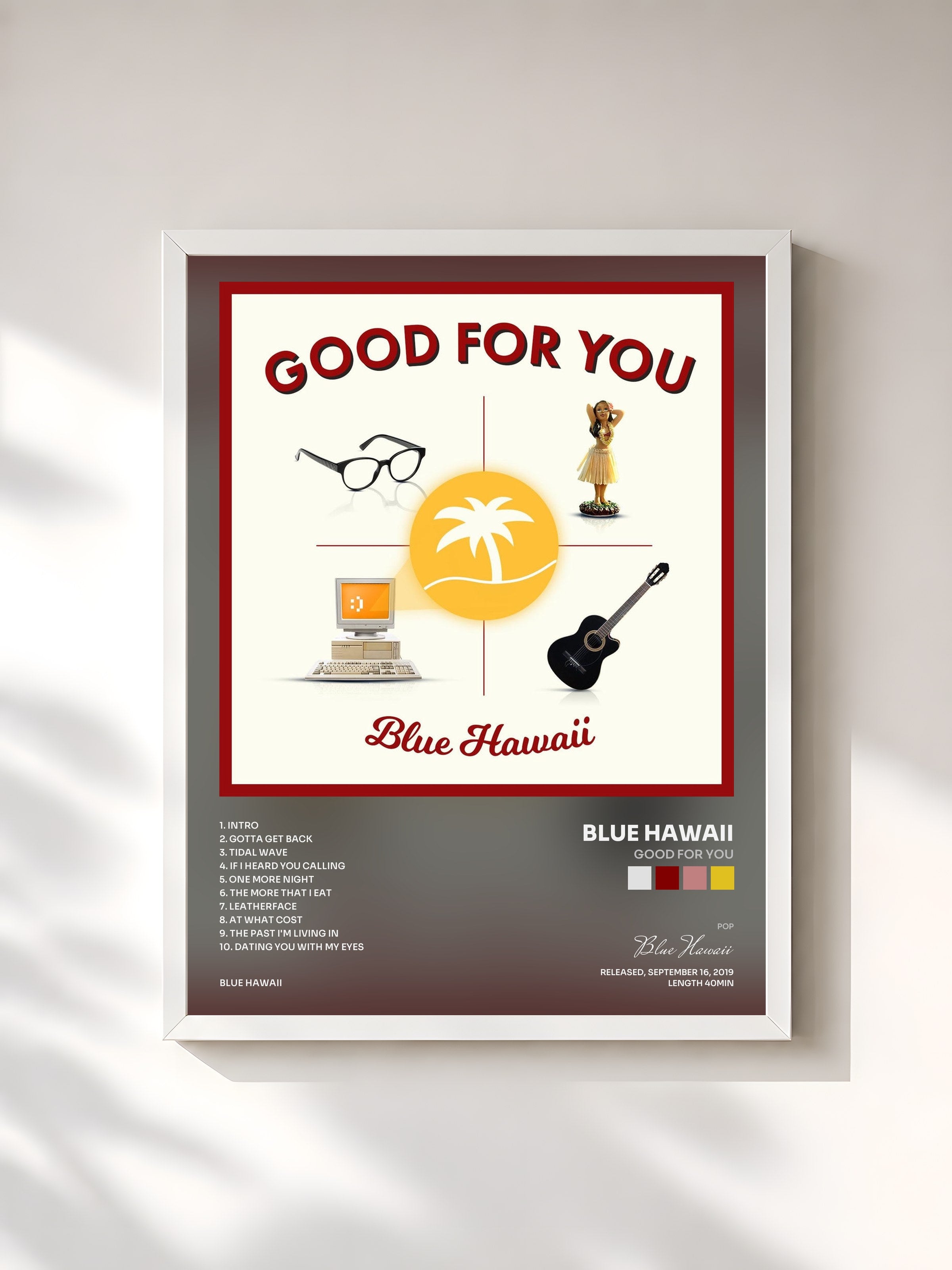 #blanc Tableau de l'album Good for You de Blue Hawaii, cadre blanc, imprimé et encadré en France