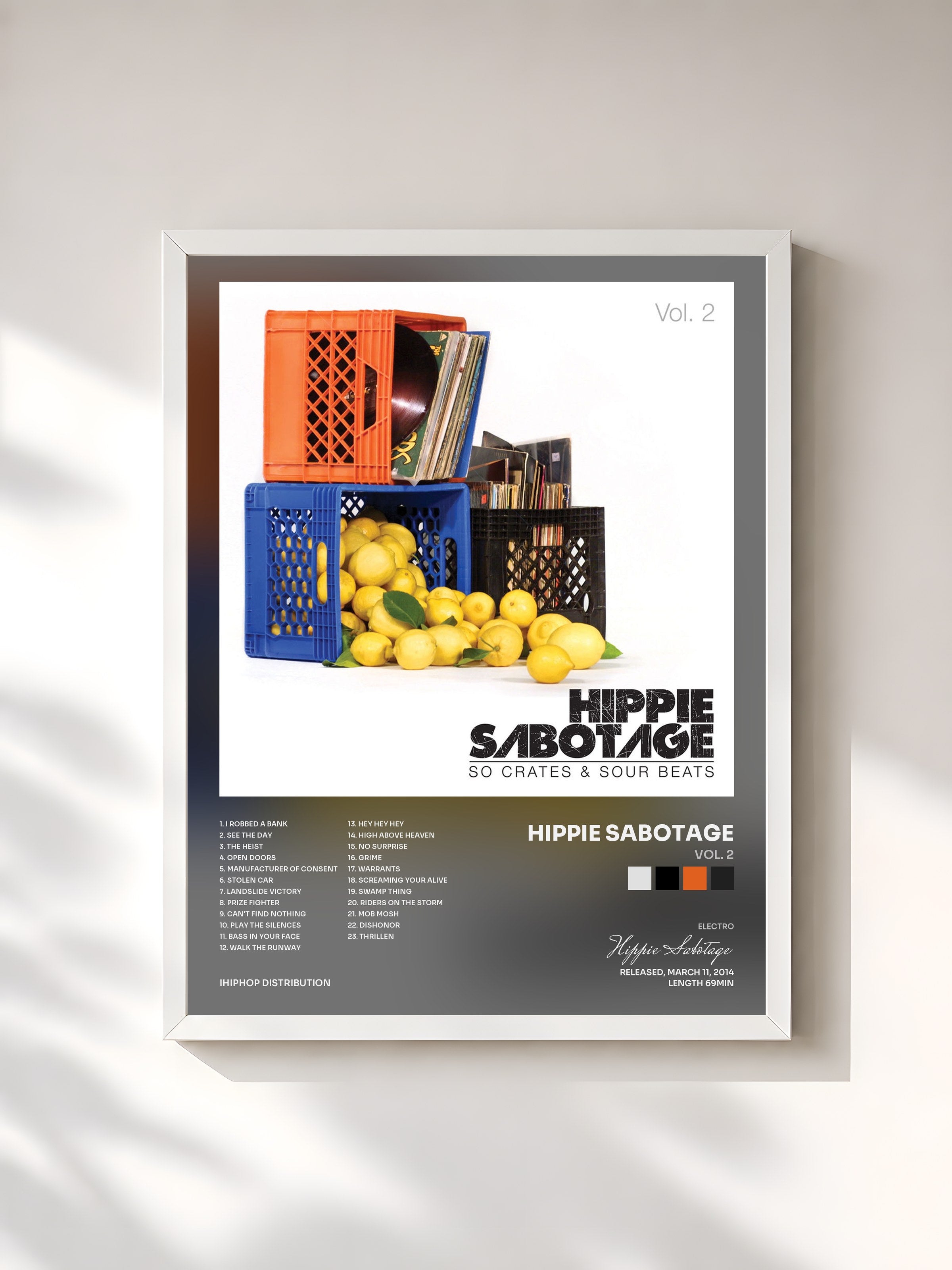 #blanc Tableau de l'album Vol. 2 de Hippie Sabotage, cadre blanc, imprimé et encadré en France