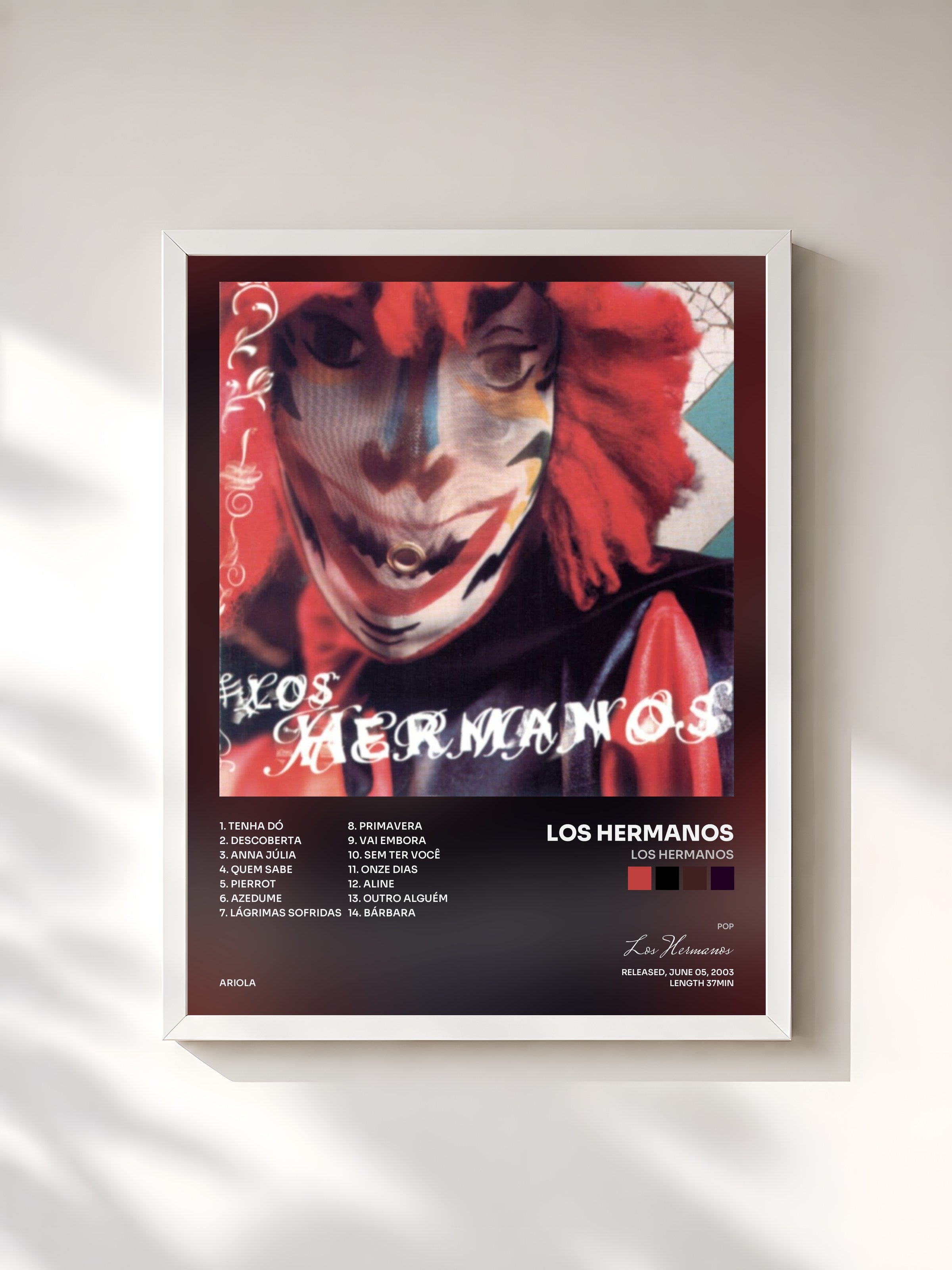 #blanc Tableau de l'album Los Hermanos de Los Hermanos, cadre blanc, imprimé et encadré en France