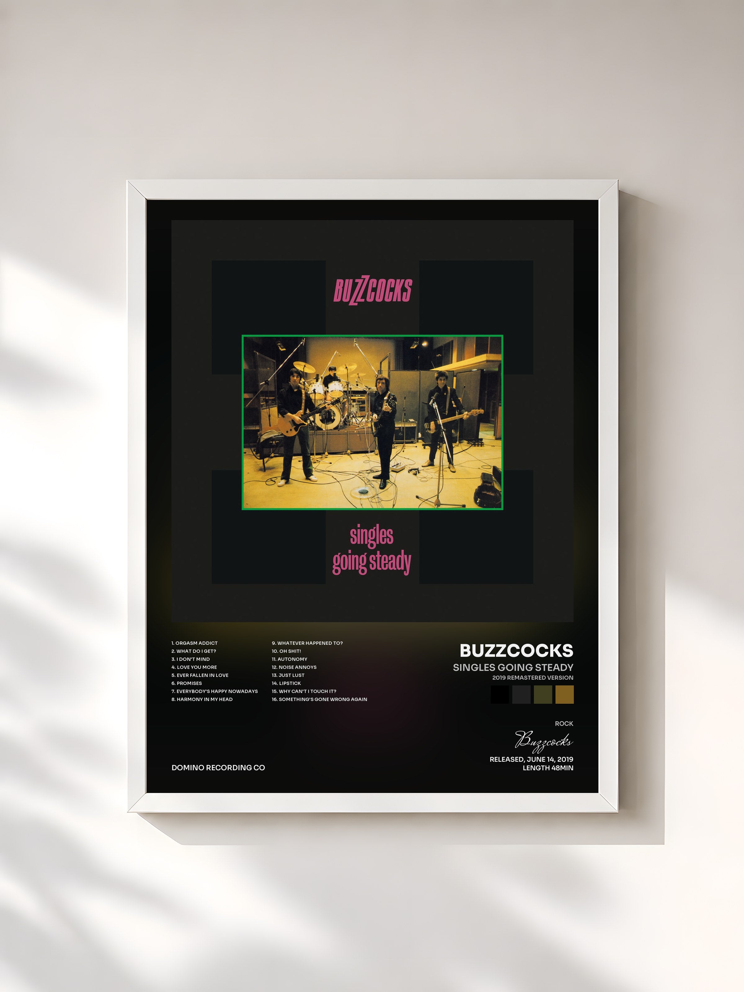 #blanc Tableau de l'album Singles Going Steady (2019 Remastered Version) de Buzzcocks, cadre blanc, imprimé et encadré en France