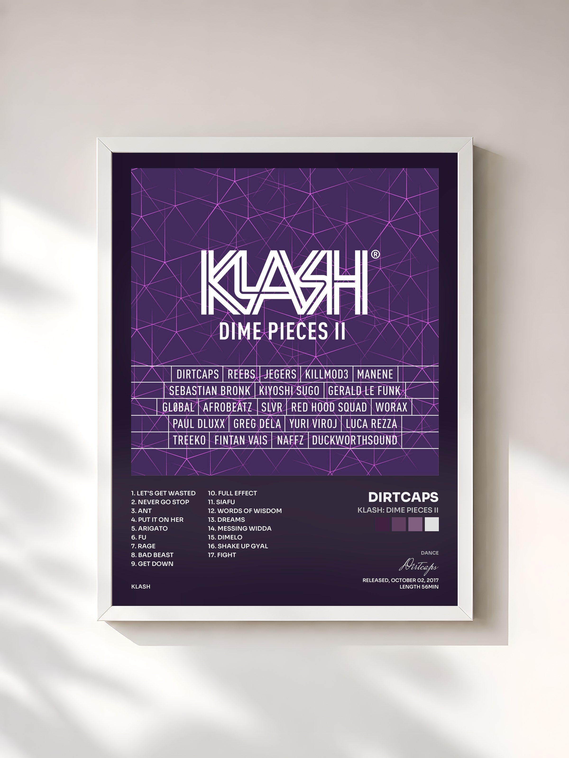 #blanc Tableau de l'album KLASH: Dime Pieces II de Dirtcaps, cadre blanc, imprimé et encadré en France