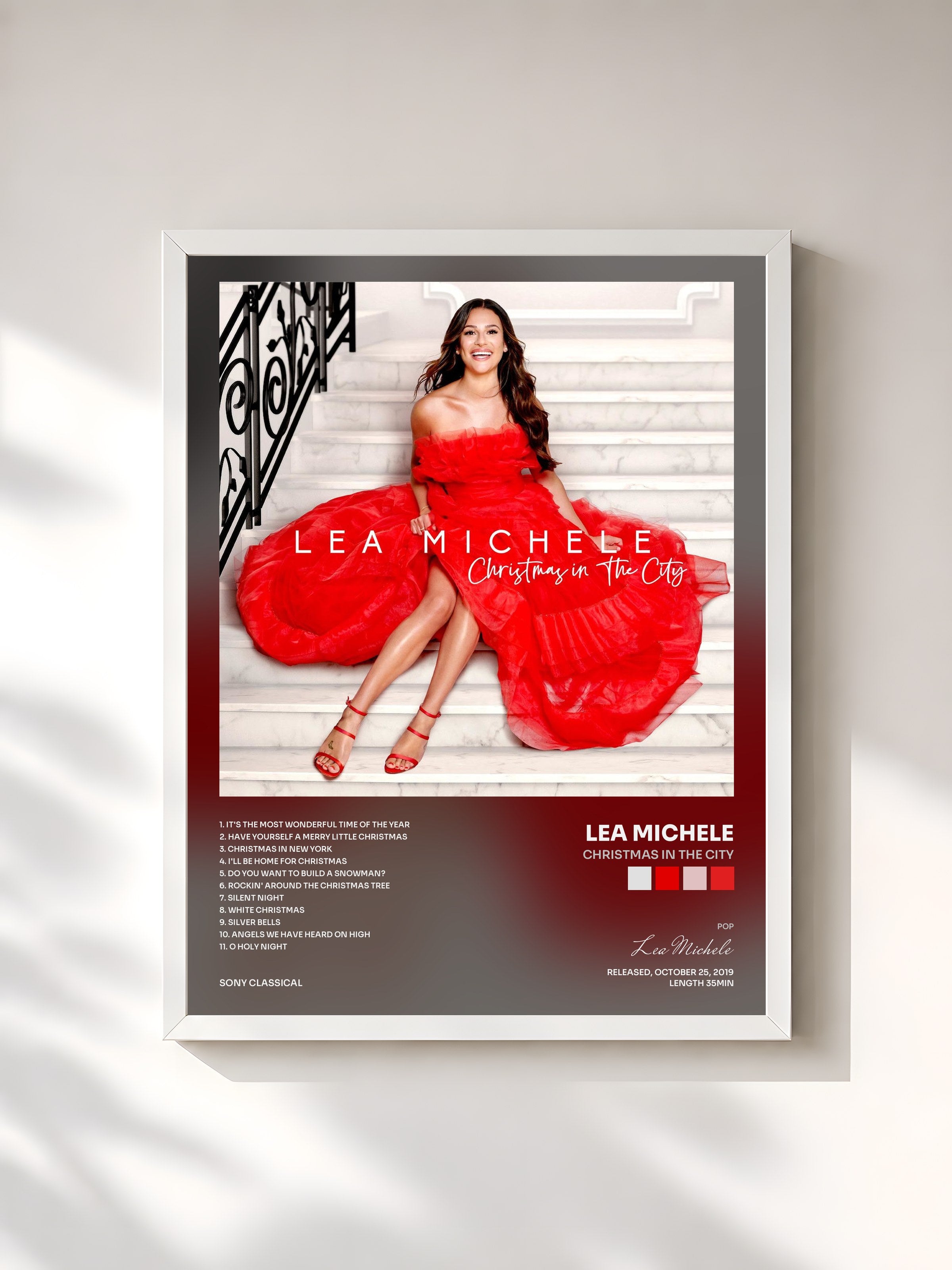 #blanc Tableau de l'album Christmas in The City de Lea Michele, cadre blanc, imprimé et encadré en France