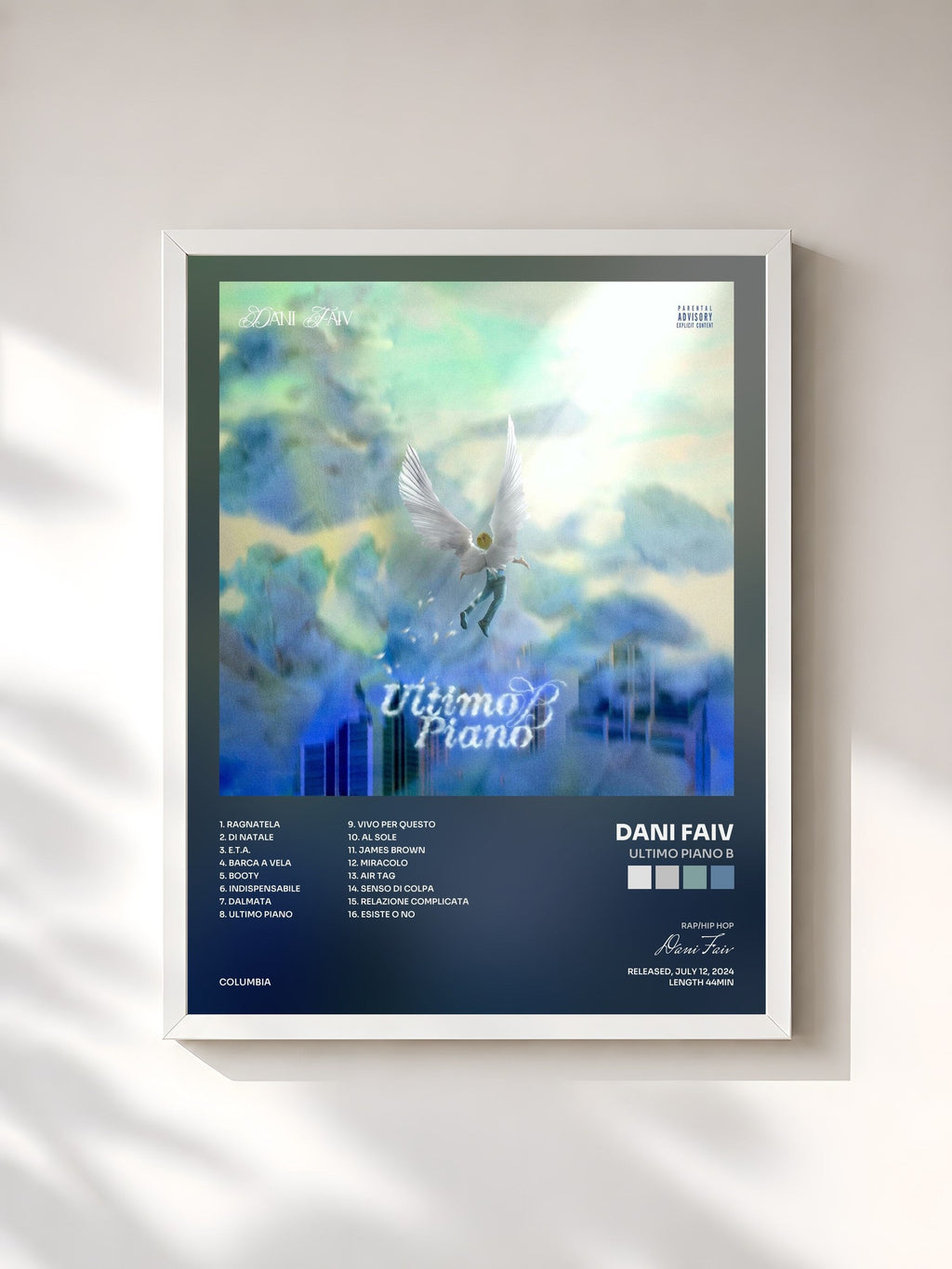 #blanc Ultimo Piano B by Dani Faiv as a framed art print, white frame, printed and framed in France