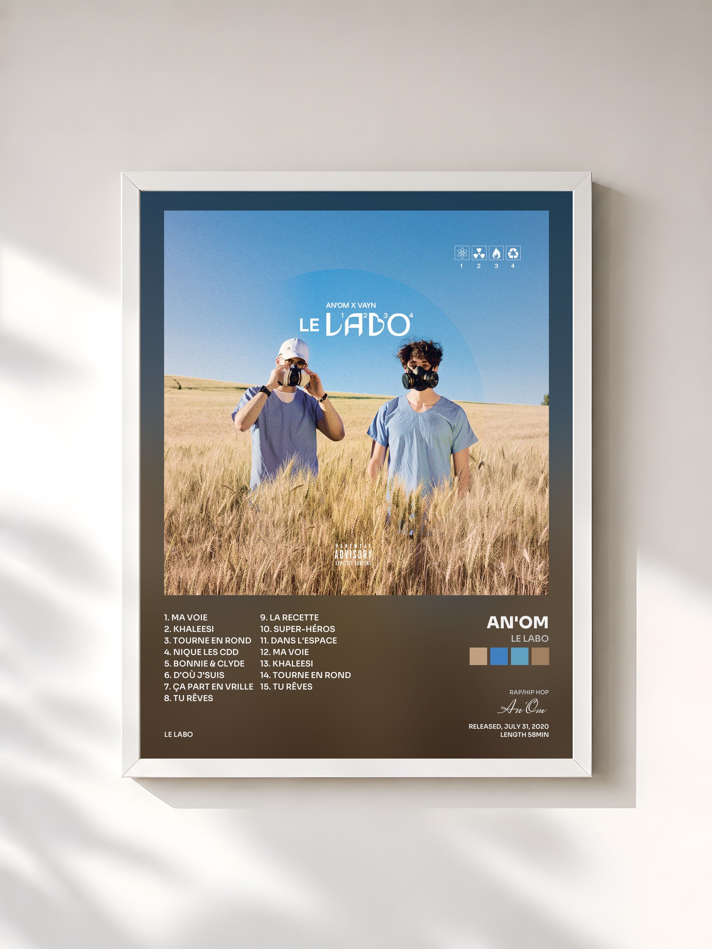 #blanc Tableau de l'album Le labo de An'Om, cadre blanc, imprimé et encadré en France