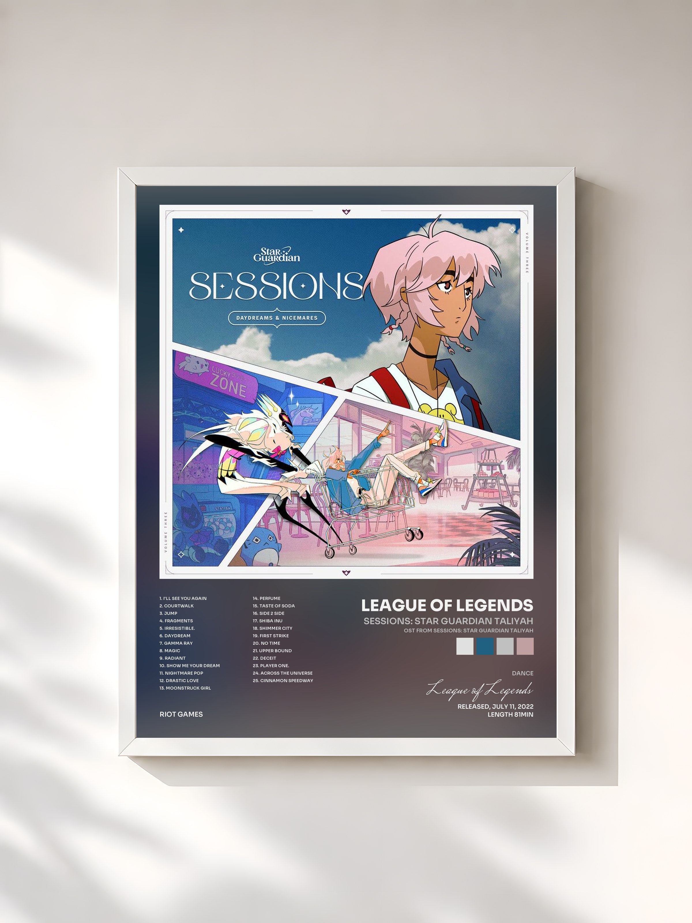 #blanc Tableau de l'album Sessions: Star Guardian Taliyah (OST from Sessions: Star Guardian Taliyah) de League of Legends, cadre blanc, imprimé et encadré en France