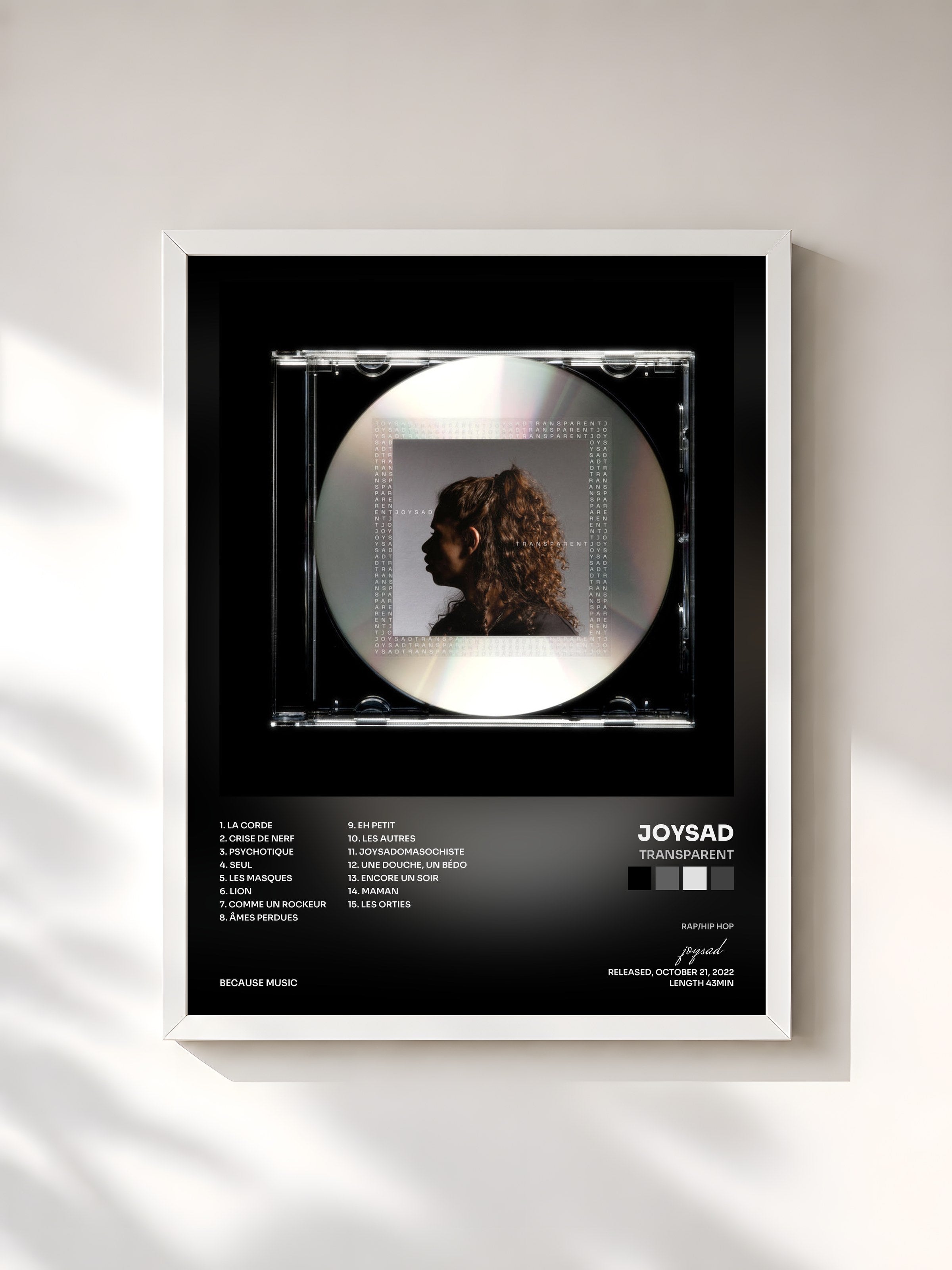 #blanc Tableau de l'album Transparent de joysad, cadre blanc, imprimé et encadré en France